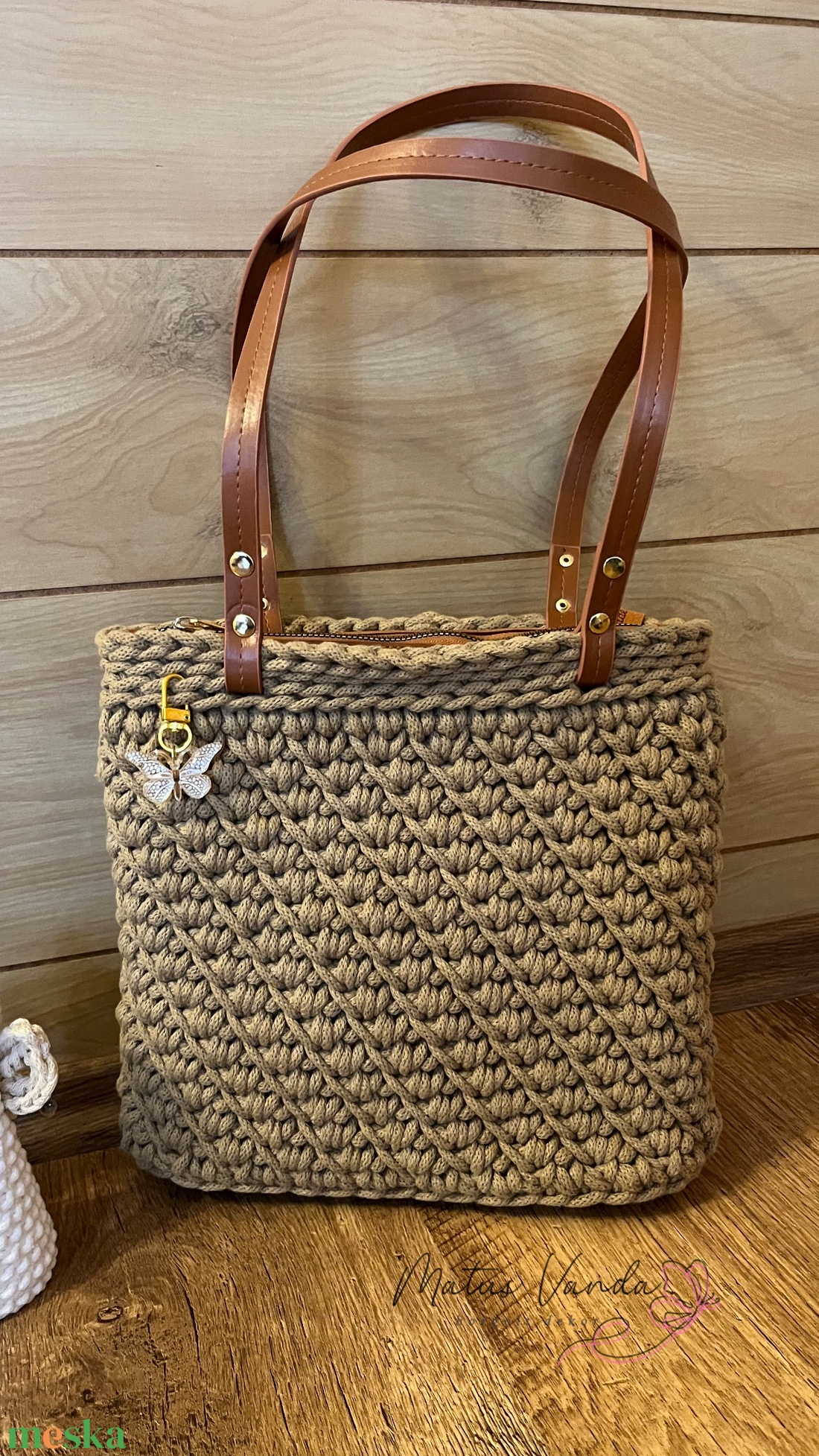 Horgolt válltáska cipzárral - táska & tok - kézitáska & válltáska - válltáska - Meska.hu