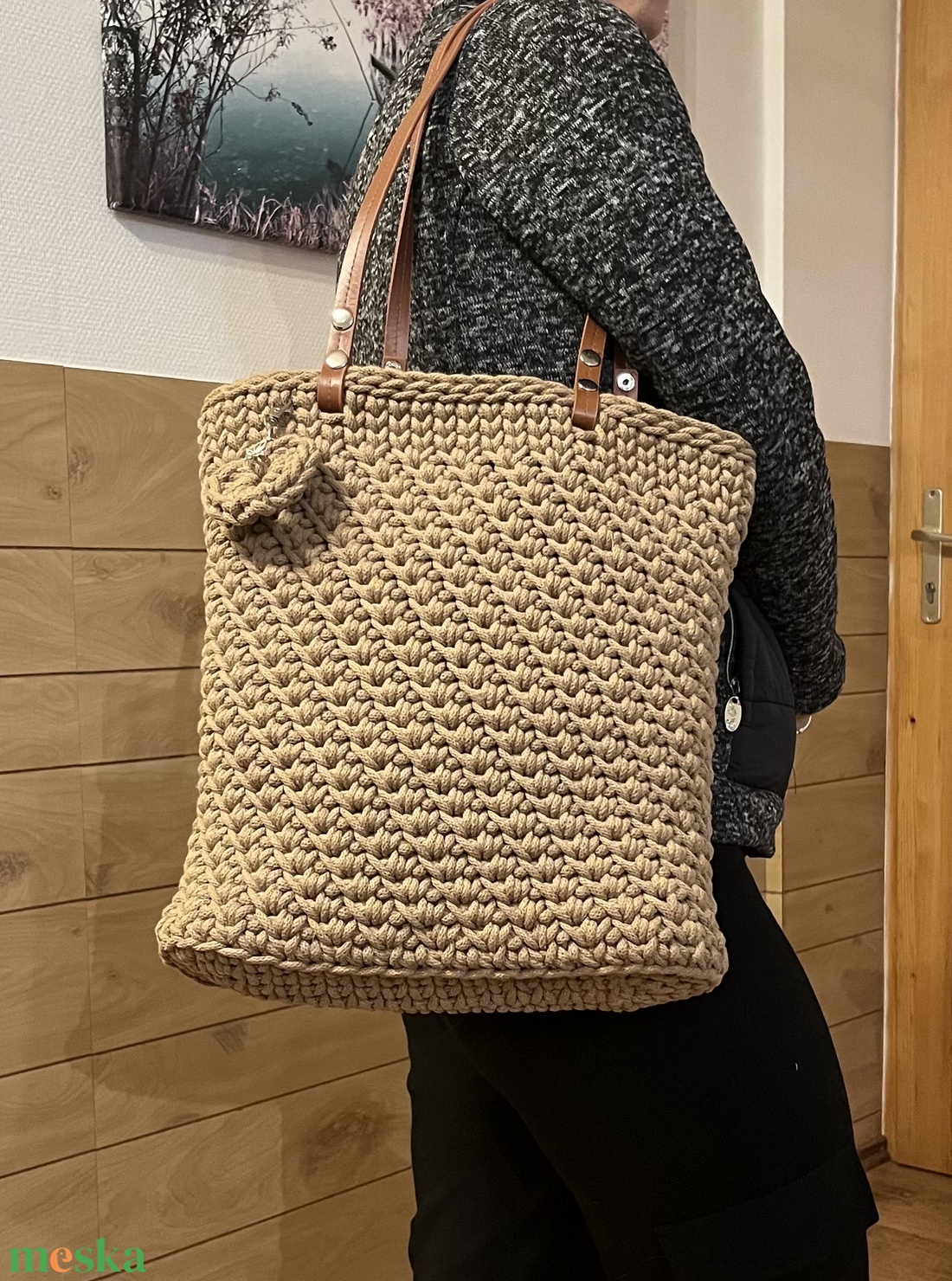 Horgolt pakolós válltáska cipzárral és béléssel - táska & tok - kézitáska & válltáska - válltáska - Meska.hu