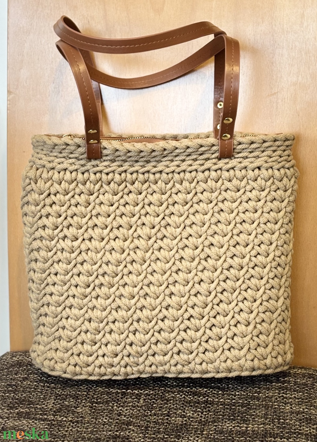 Horgolt válltáska cipzárral , béléssel  - táska & tok - kézitáska & válltáska - válltáska - Meska.hu