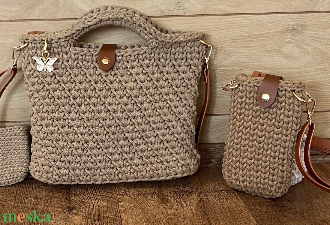 Horgolt � mobil tartó táska - táska & tok - kézitáska & válltáska - vállon átvethető táska - Meska.hu