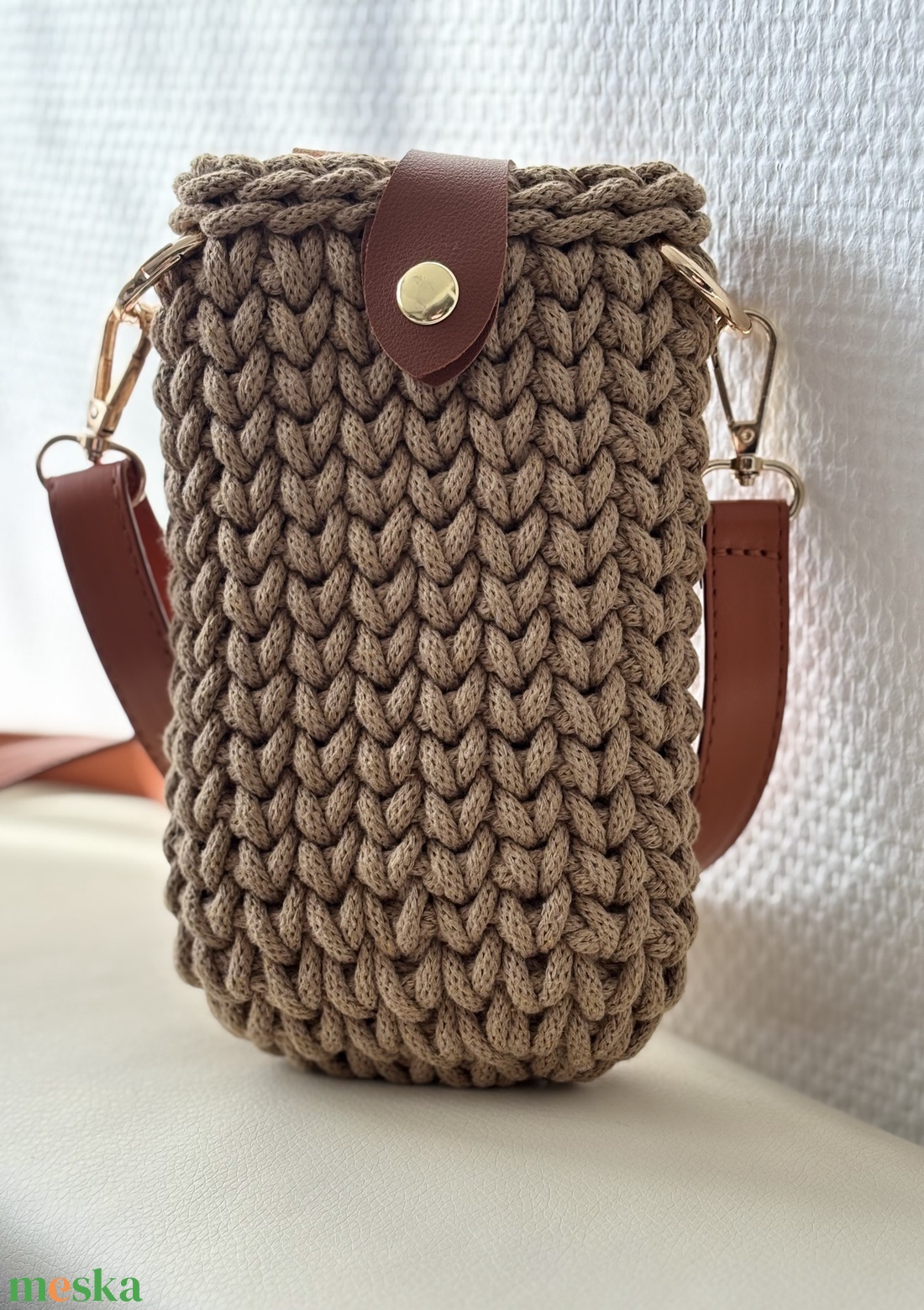 Horgolt � mobil tartó táska - táska & tok - kézitáska & válltáska - vállon átvethető táska - Meska.hu