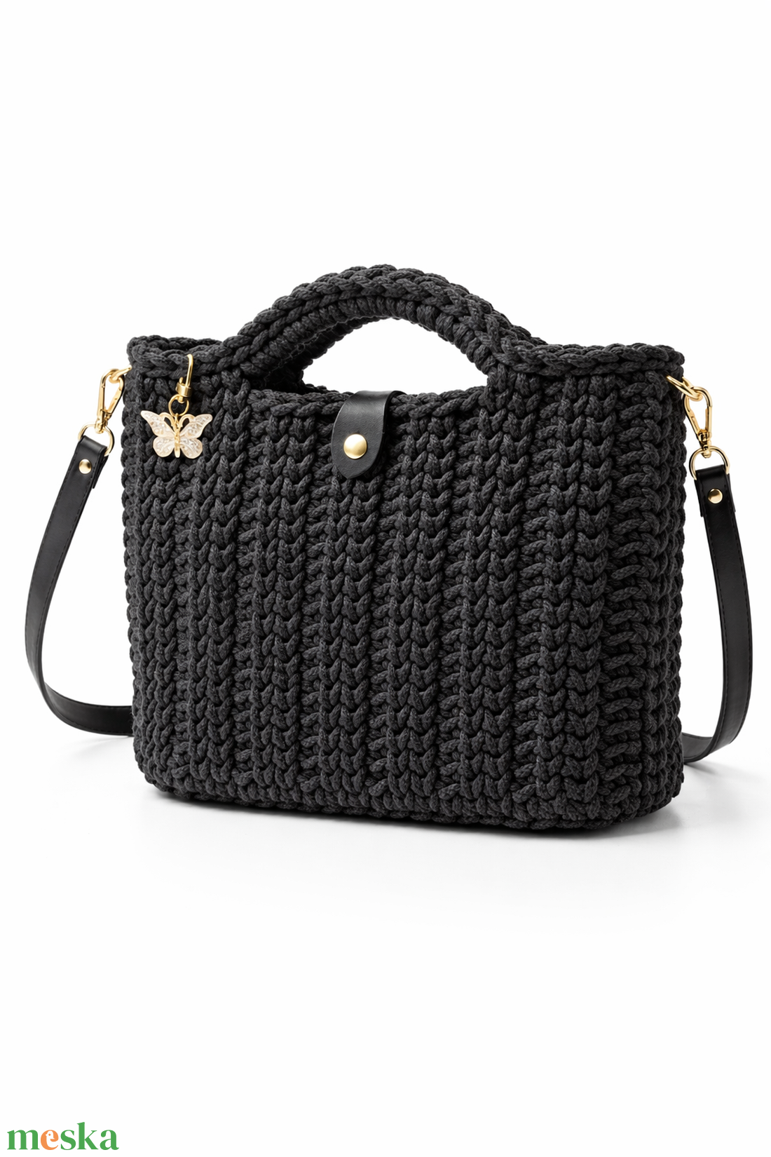 Horgolt kézi- és oldaltáska - táska & tok - kézitáska & válltáska - vállon átvethető táska - Meska.hu