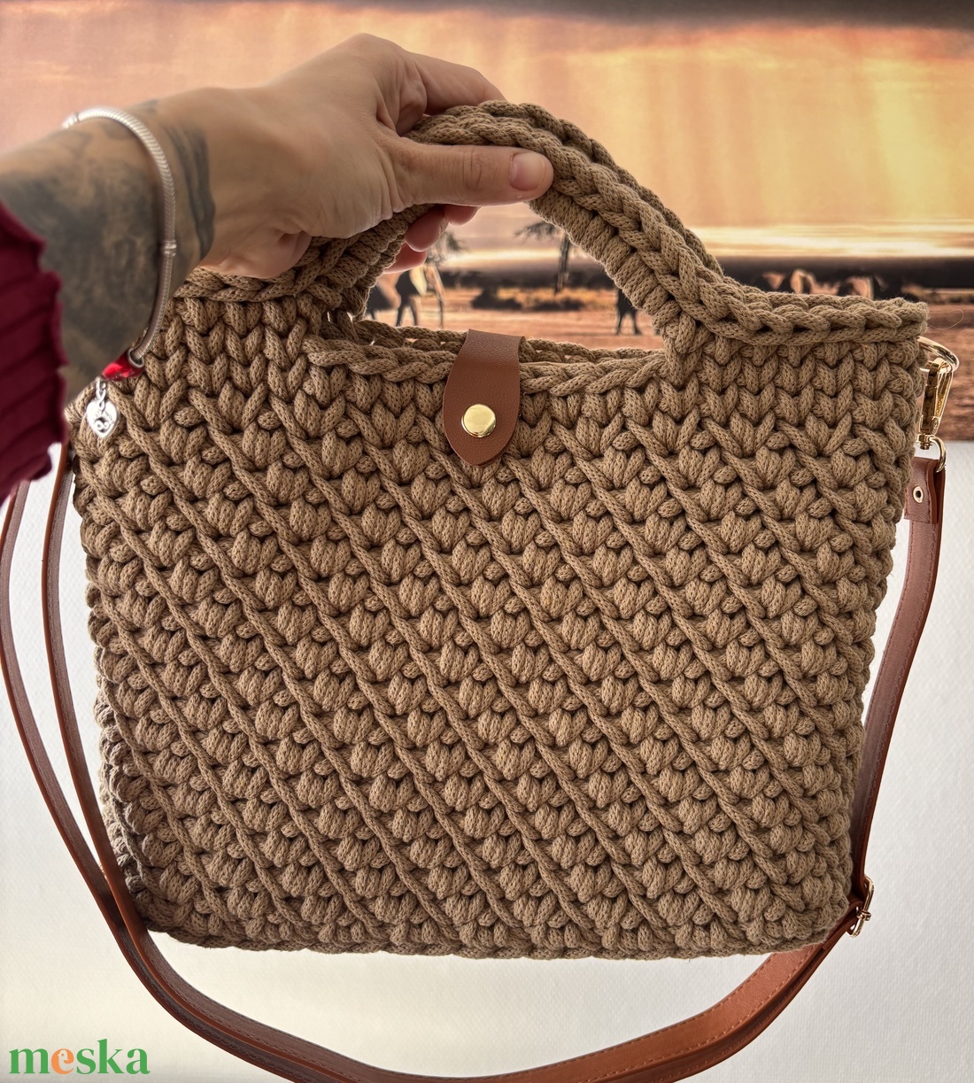 Horgolt kézi- és oldaltáska - táska & tok - kézitáska & válltáska - vállon átvethető táska - Meska.hu