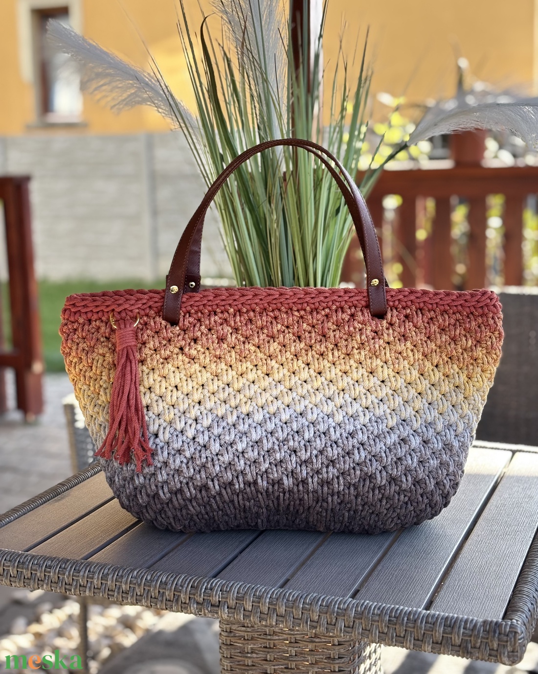 Horgolt shopper táska - táska & tok - bevásárlás & shopper táska - shopper, textiltáska, szatyor - Meska.hu