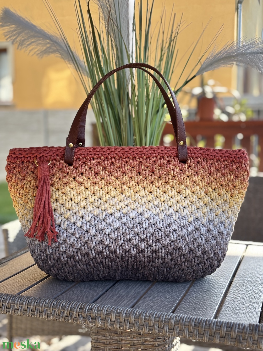 Horgolt shopper táska - táska & tok - bevásárlás & shopper táska - shopper, textiltáska, szatyor - Meska.hu