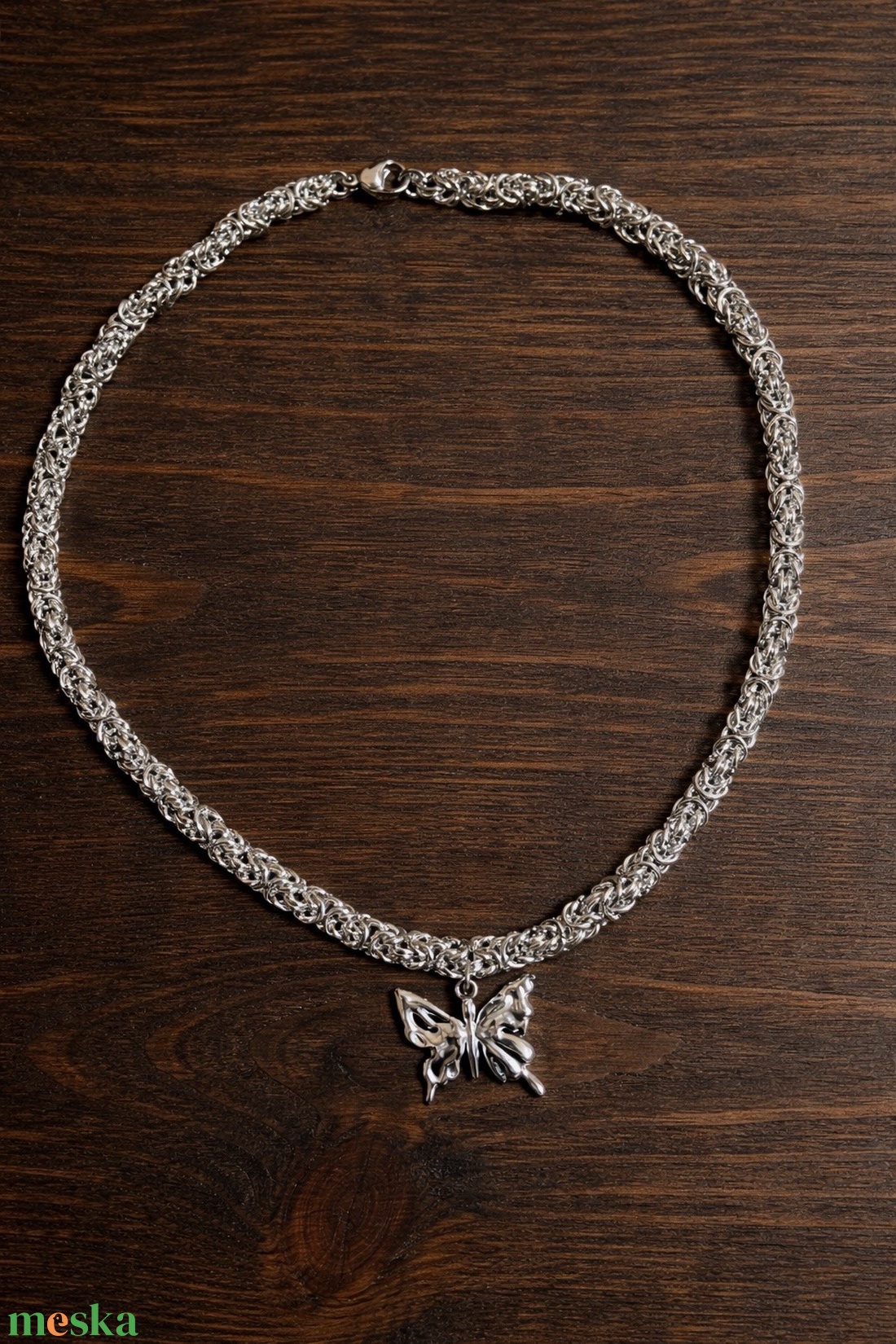 Egyedi, kézzel készült rozsdamentes acél nyaklánc pillangó medállal - ékszer - ékszerszett - Meska.hu