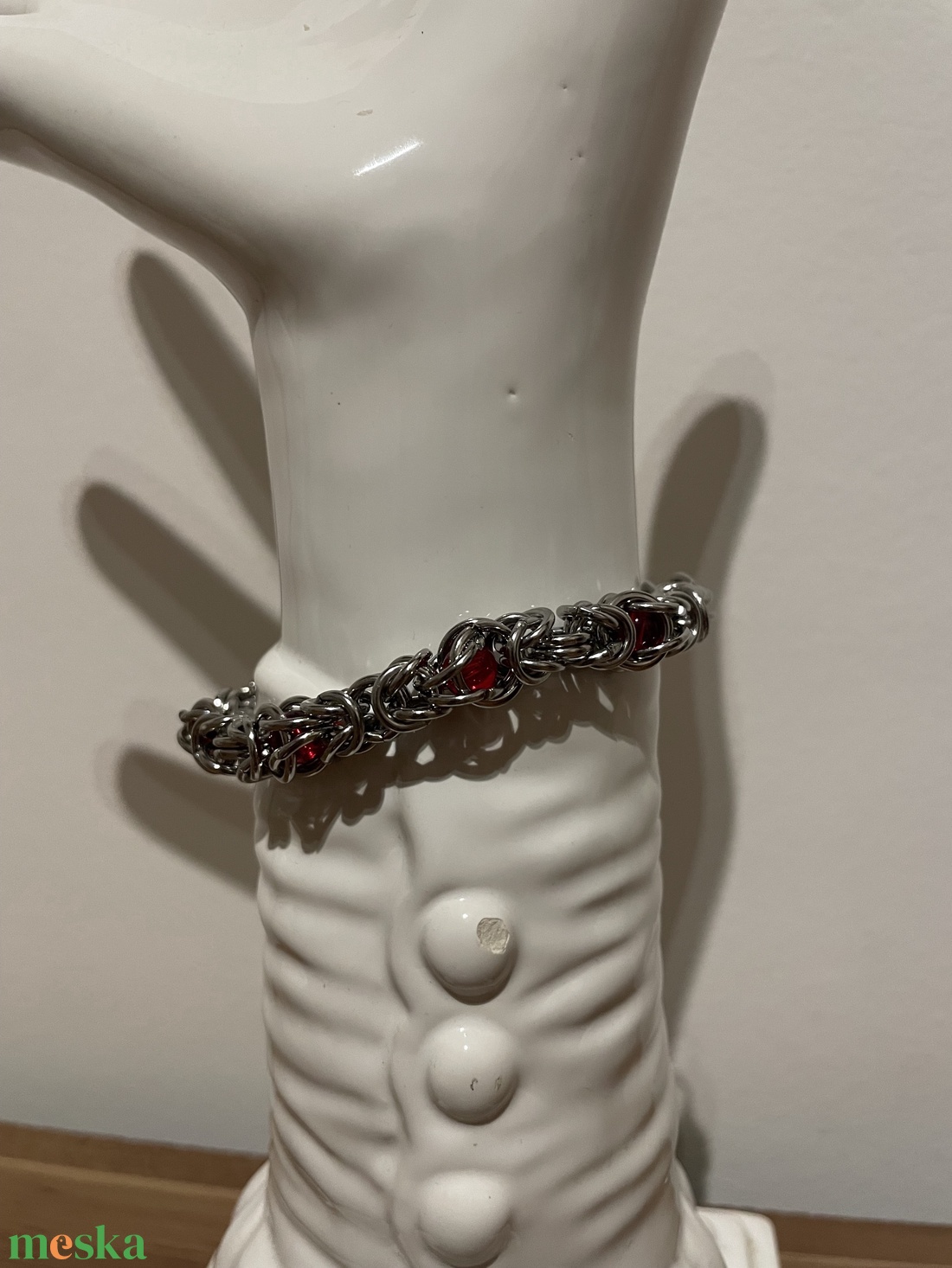 Elegáns Piros Gyöngyös Karika � Állítható, Rozsdamentes Acél Karkötő  - ékszer - karkötő - bogyós karkötő - Meska.hu