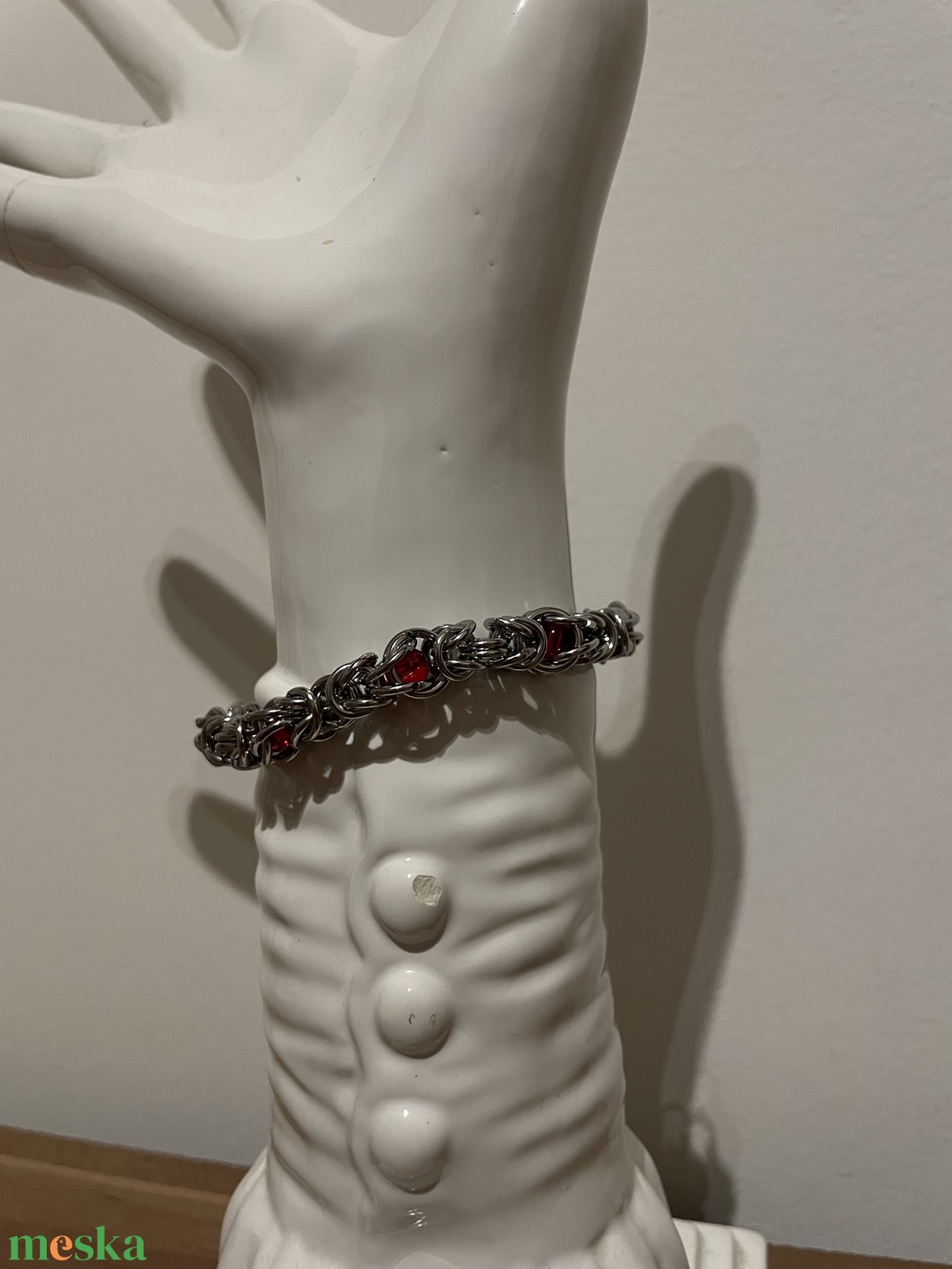 Elegáns Piros Gyöngyös Karika � Állítható, Rozsdamentes Acél Karkötő  - ékszer - karkötő - bogyós karkötő - Meska.hu