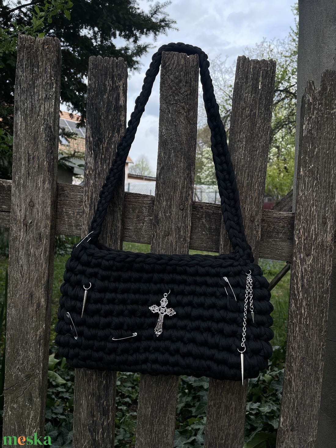 Egyedi, kézzel készült fekete fonott táska - táska & tok - kézitáska & válltáska - kézitáska - Meska.hu