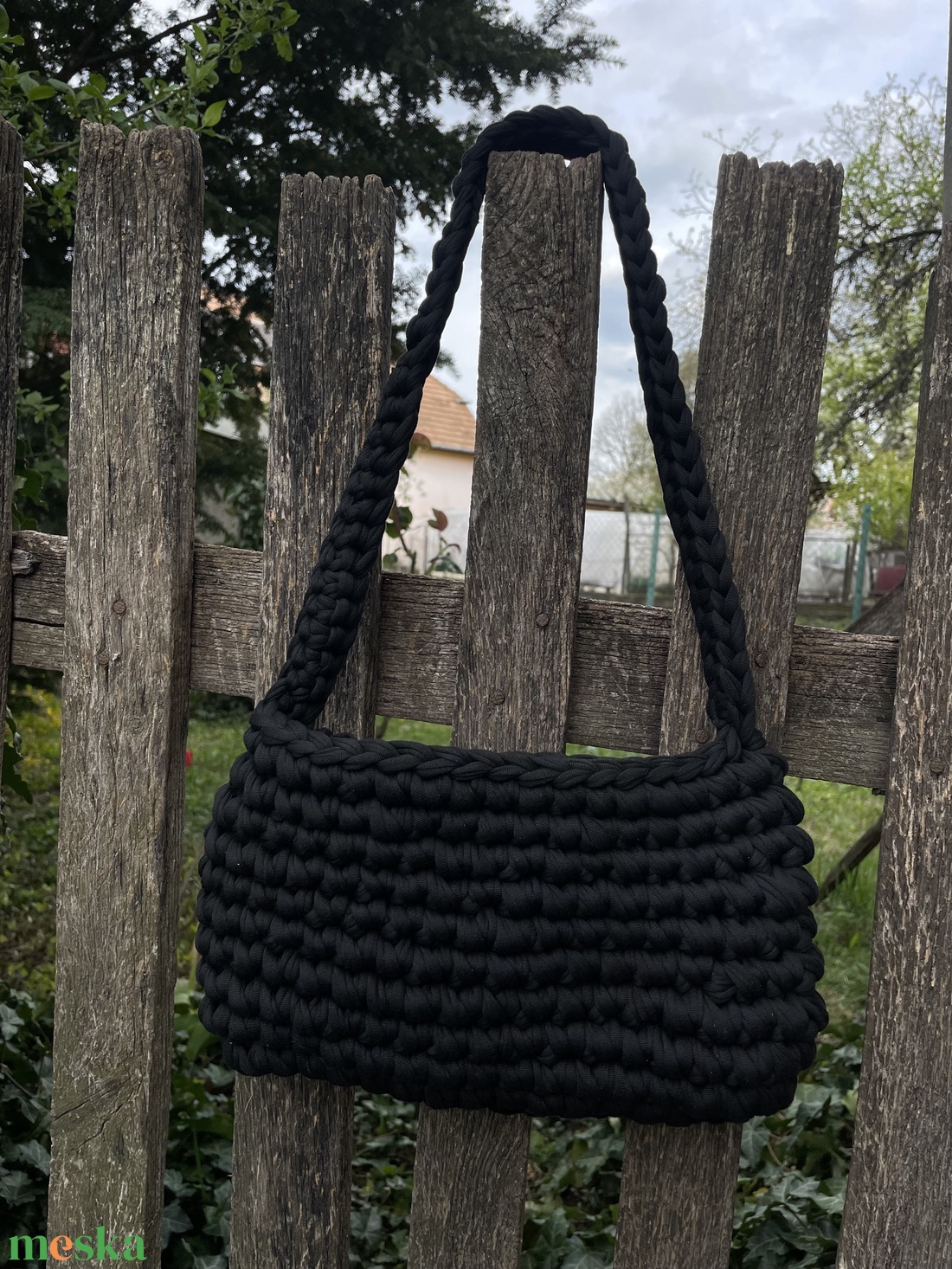 Egyedi, kézzel készült fekete fonott táska - táska & tok - kézitáska & válltáska - kézitáska - Meska.hu