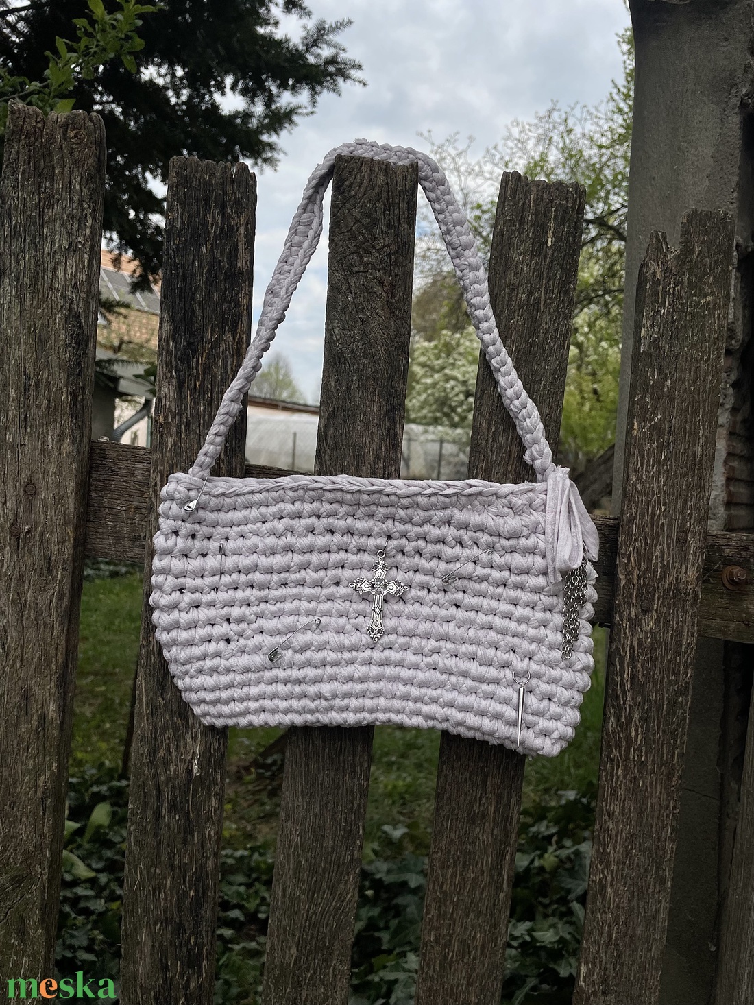 Egyedi, kézzel horgolt fehér táska - táska & tok - kézitáska & válltáska - alkalmi táska - Meska.hu