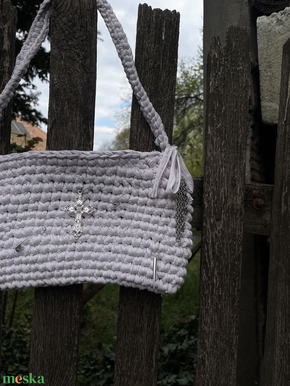 Egyedi, kézzel horgolt fehér táska - táska & tok - kézitáska & válltáska - alkalmi táska - Meska.hu