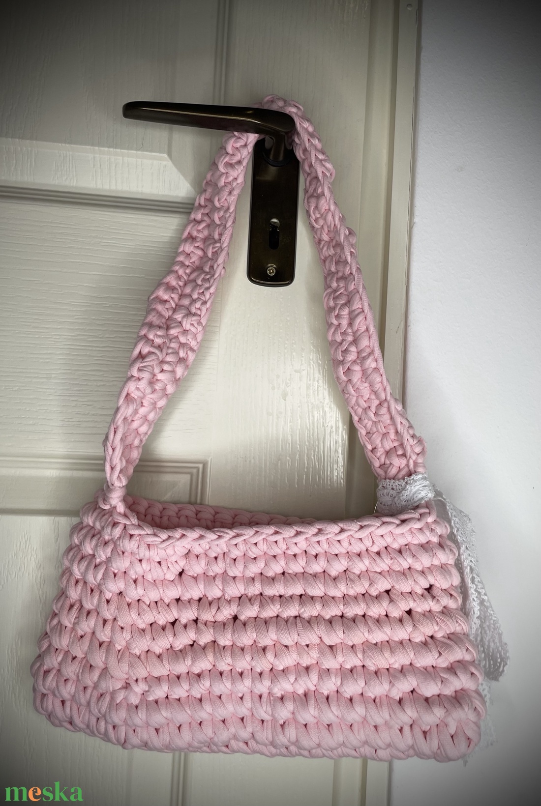 Rózsaszín horgolt táska  - táska & tok - kézitáska & válltáska - alkalmi táska - Meska.hu