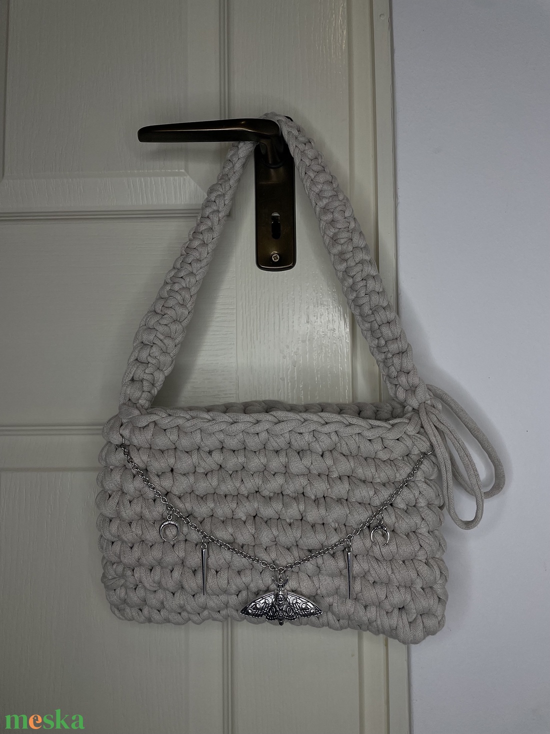 Kézzel készült, masszív horgolt táska � szürke - táska & tok - kézitáska & válltáska - alkalmi táska - Meska.hu