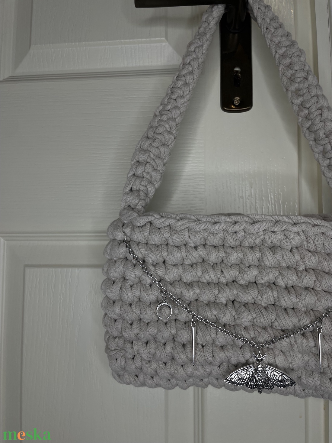 Kézzel készült, masszív horgolt táska � szürke - táska & tok - kézitáska & válltáska - alkalmi táska - Meska.hu