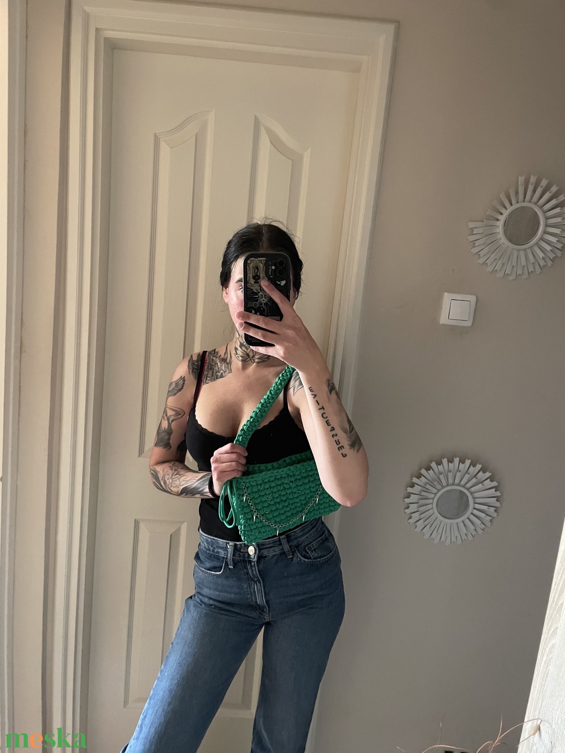 Kézzel készült, karakteres zöld táska  - táska & tok - kézitáska & válltáska - kézitáska - Meska.hu