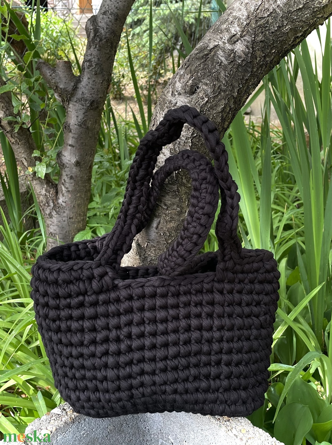  Midnight Chain Bag , Egyedi, kézzel készített fekete horgolt táska - táska & tok - kézitáska & válltáska - alkalmi táska - Meska.hu