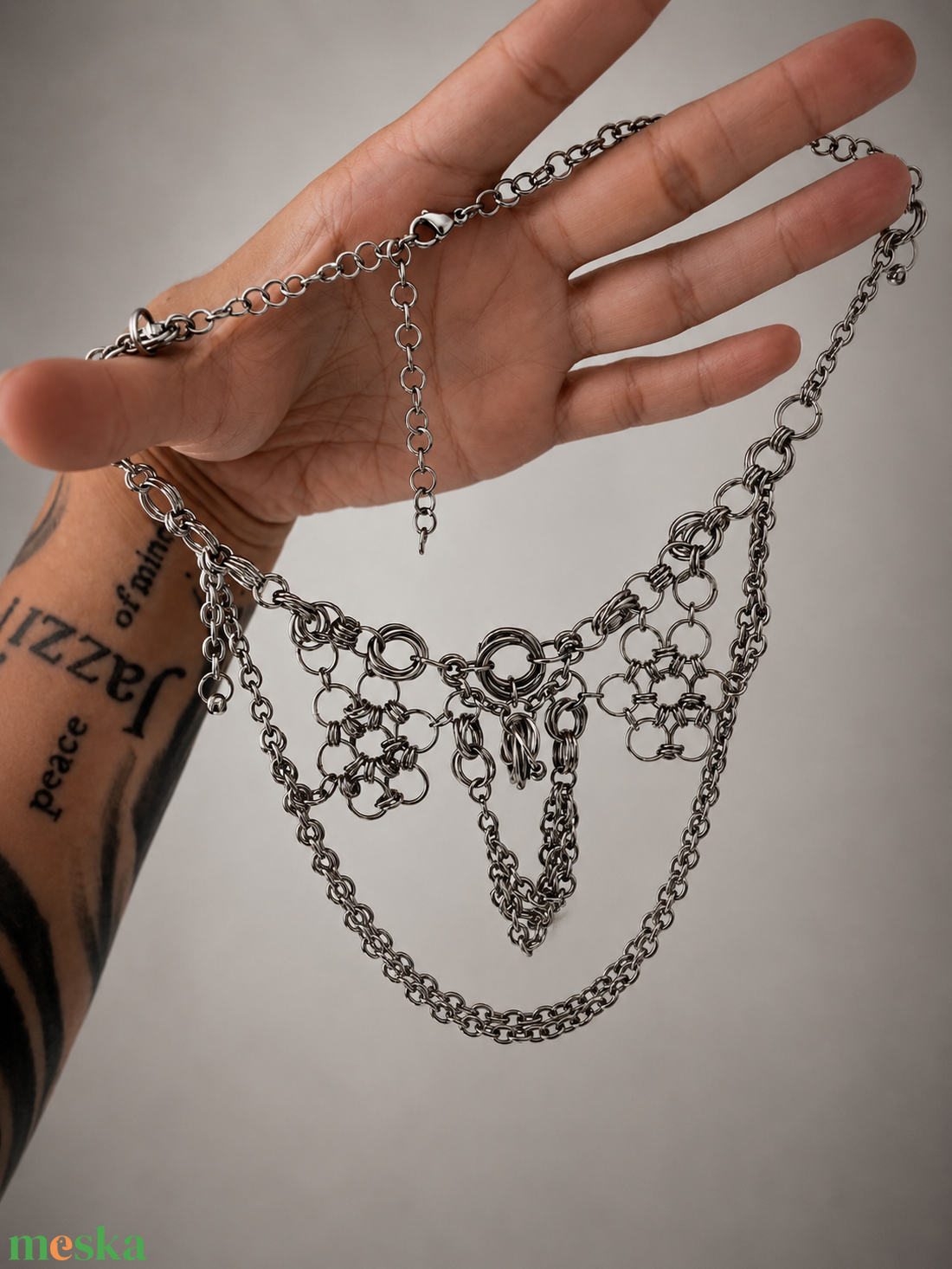     Kézzel készített Chainmail nyaklánc szett - ékszer - ékszerszett - Meska.hu