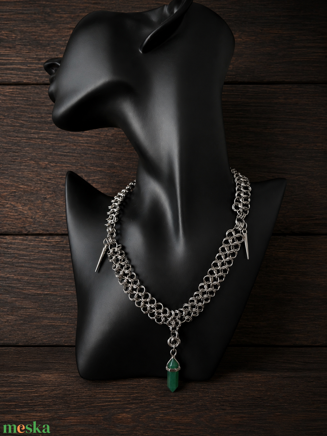 Aventurin ásvány  Chainmail Nyaklánc � Rozsdamentes Acél  - ékszer - ékszerszett - Meska.hu