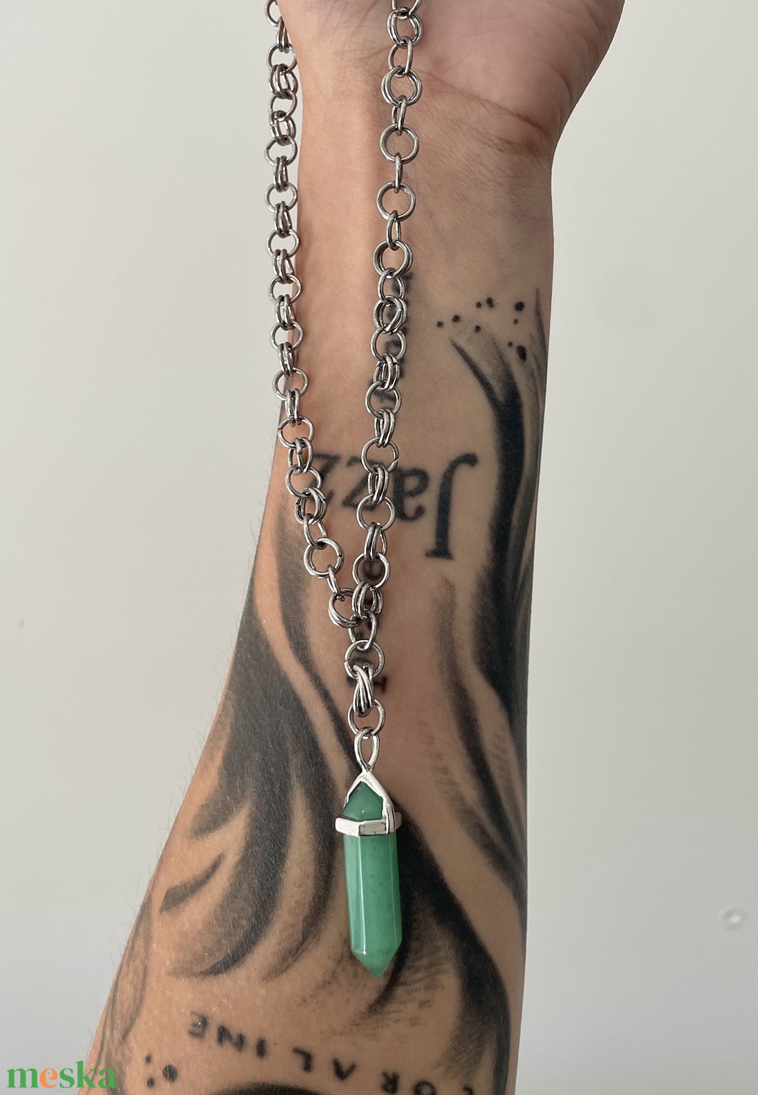 Aventurin Chainmail nyaklánc � kézzel készített, rozsdamentes acél ékszer - ékszer - ékszerszett - Meska.hu