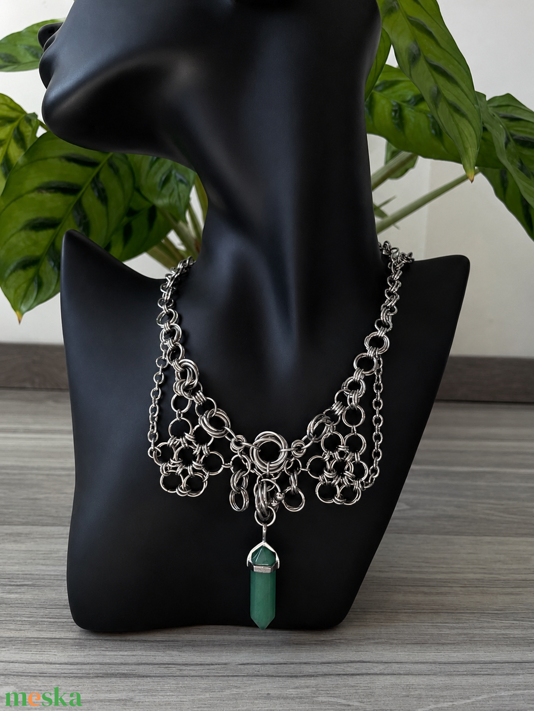 Aventurin Chainmail nyaklánc � kézzel készült, rozsdamentes acél ékszer - ékszer - ékszerszett - Meska.hu
