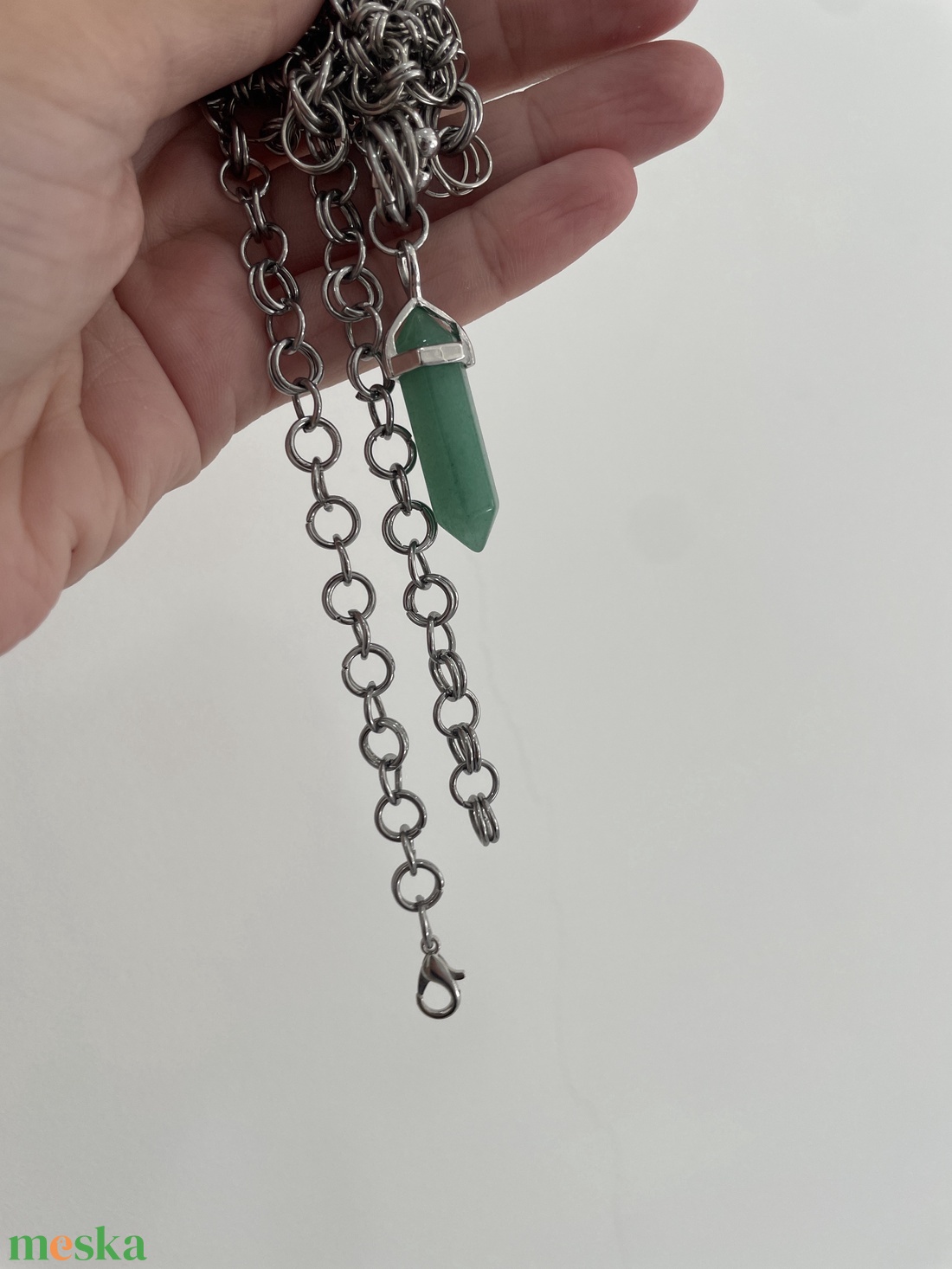 Aventurin Chainmail nyaklánc � kézzel készült, rozsdamentes acél ékszer - ékszer - ékszerszett - Meska.hu