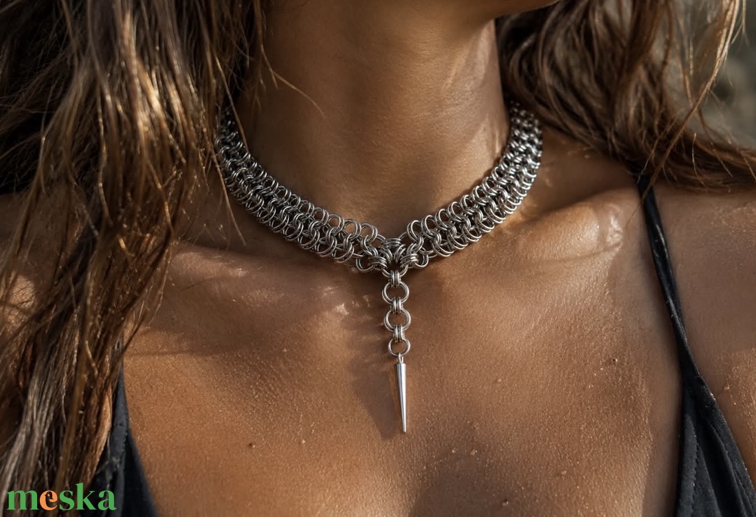 Chainmail Spike � rozsdamentes acél choker nyaklánc - ékszer - ékszerszett - Meska.hu