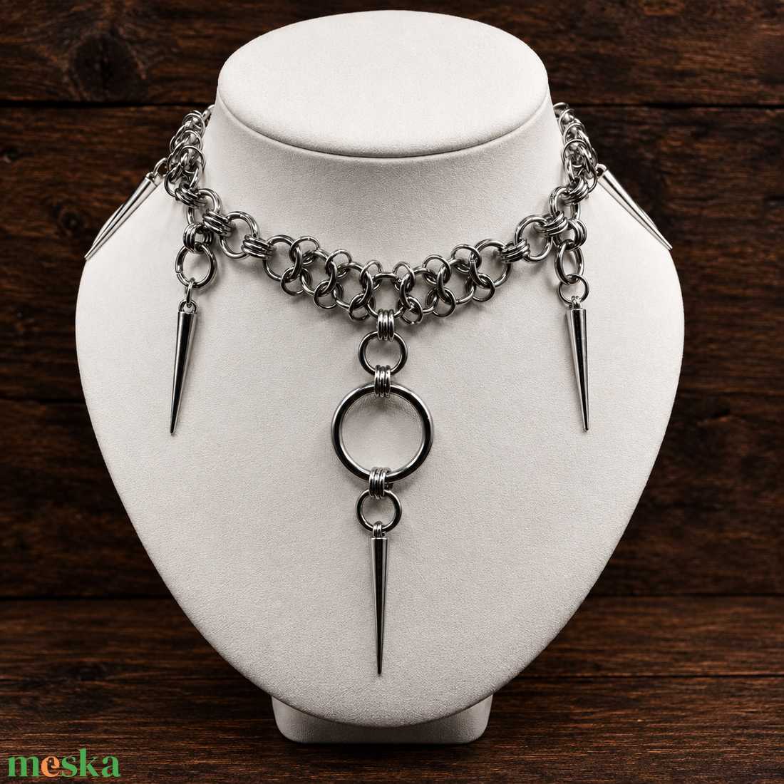 Gothic Chainmail Choker � Rozsdamentes Acél Nyaklánc Szegecses Medállal - ékszer - ékszerszett - Meska.hu