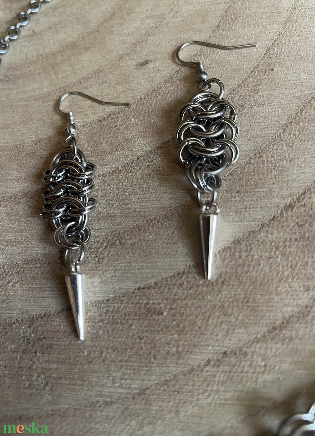 � Rozsdamentes acél tüskés chainmail nyaklánc,fülbevaló - ékszer - ékszerszett - Meska.hu