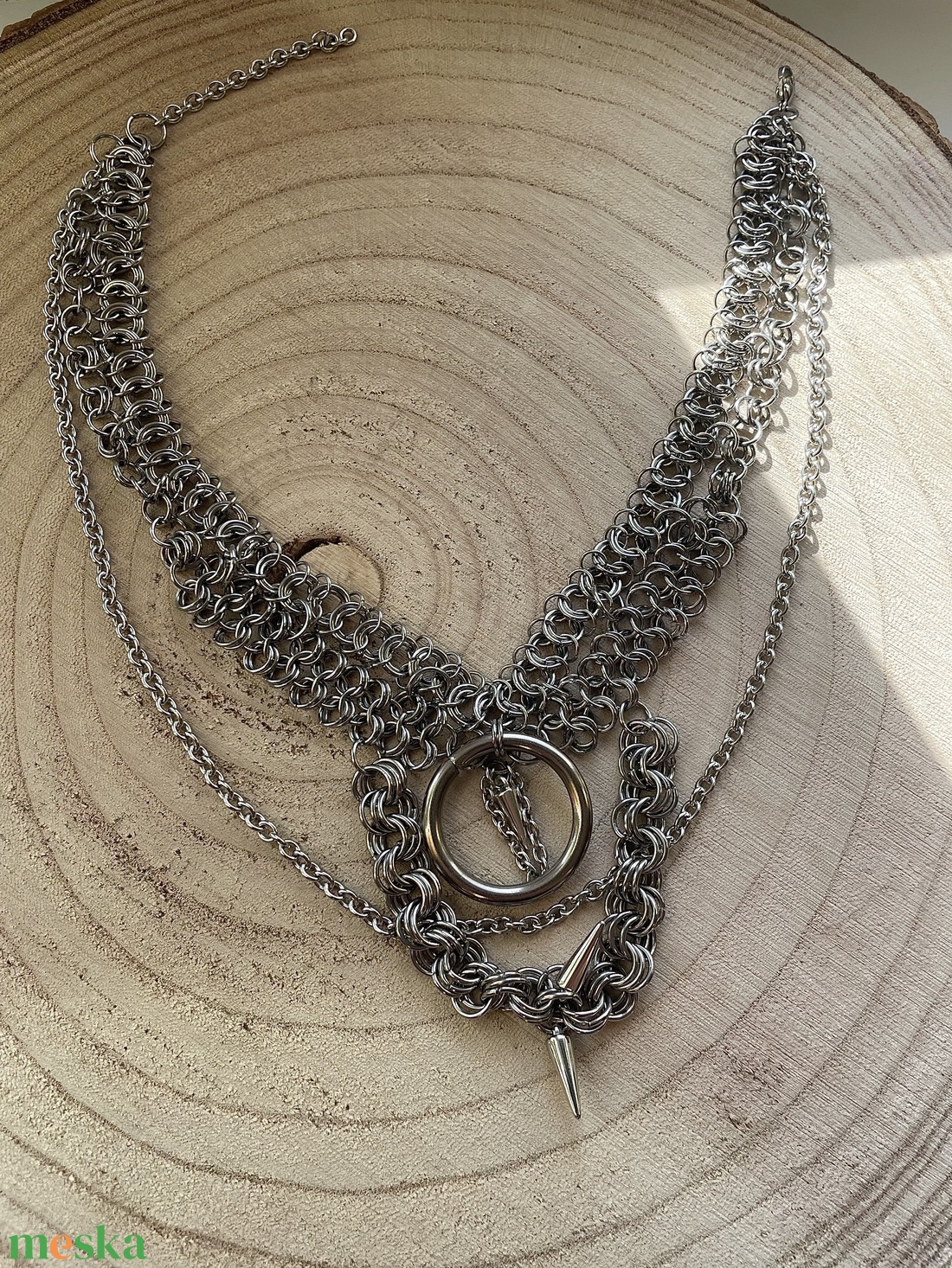 Kézzel készített, karakteres chainmail stílusú nyaklánc azoknak, akik szeretik a vagány, alternatív és egyedi sötét eleg - ékszer - ékszerszett - Meska.hu