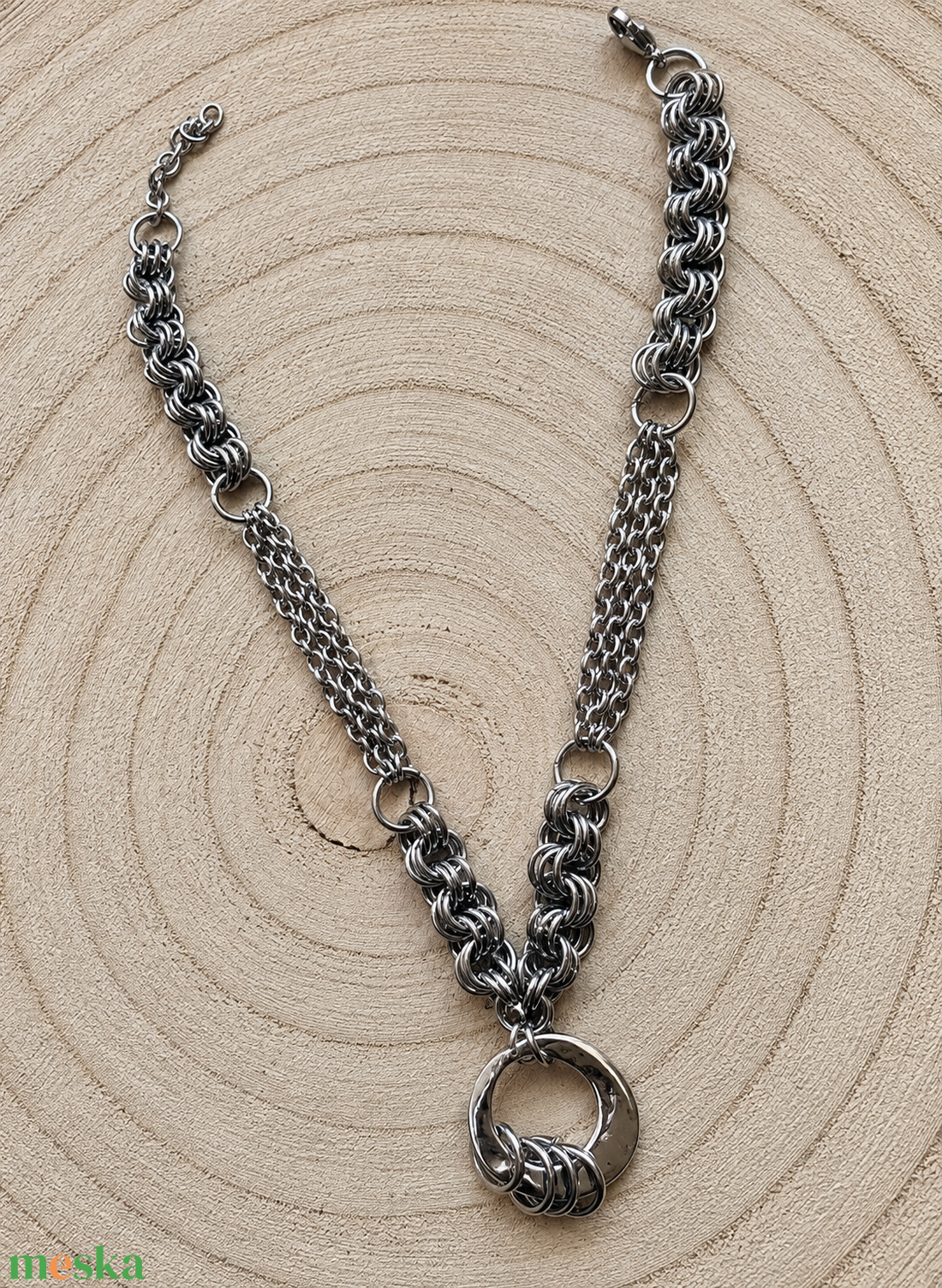  Kézzel készített nemesacél chainmail nyaklánc � Masszív indusztriális, goth és alternatív stílus   - ékszer - ékszerszett - Meska.hu