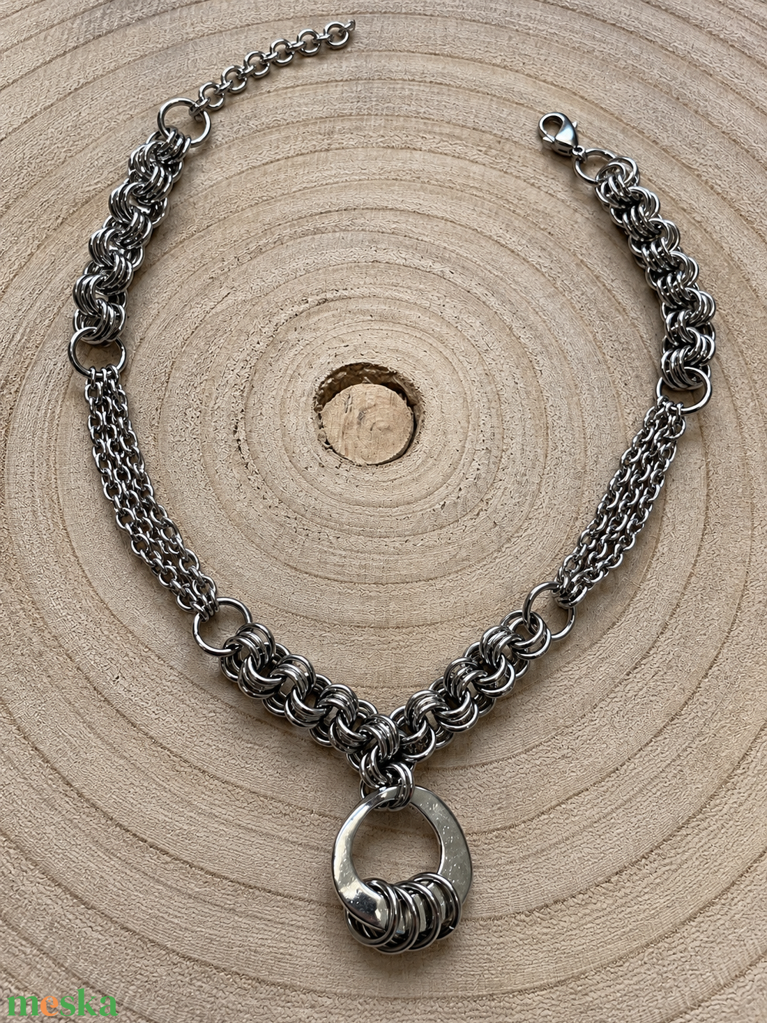 Kézzel készített nemesacél chainmail nyaklánc � Masszív indusztriális, goth és alternatív stílus   - ékszer - ékszerszett - Meska.hu
