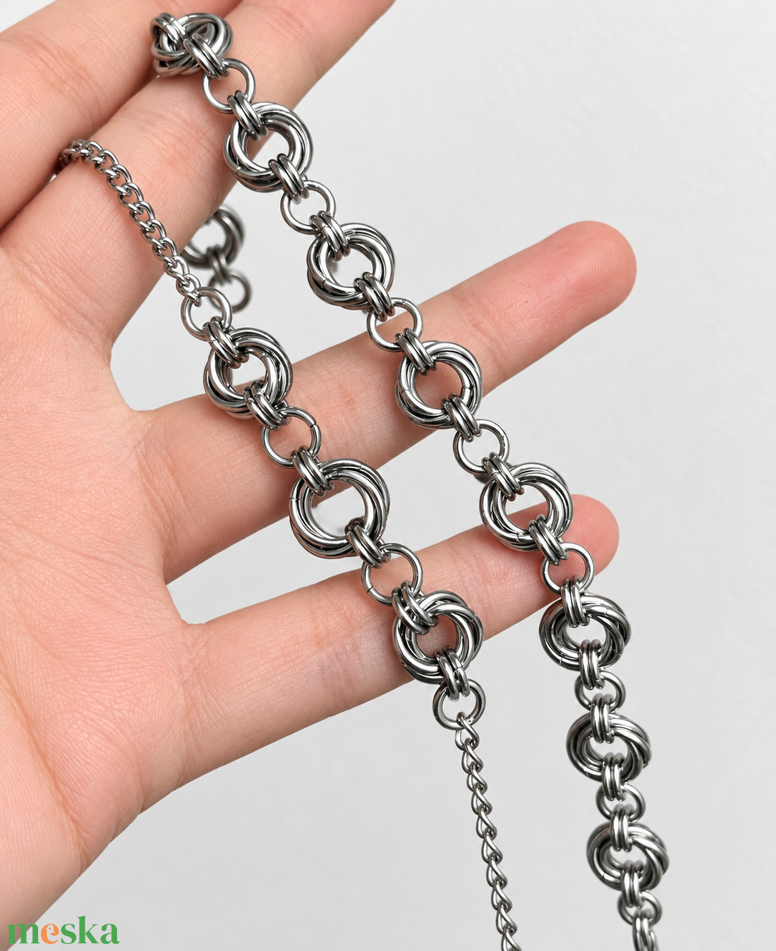 Indusztriális Elegancia � Kézzel Készített Nemesacél Chainmaille Páros Karkötő - ékszer - ékszerszett - Meska.hu