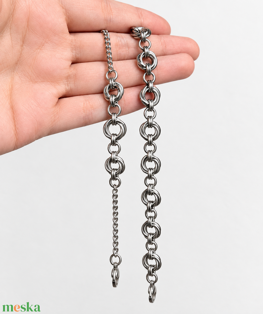 Indusztriális Elegancia � Kézzel Készített Nemesacél Chainmaille Páros Karkötő - ékszer - ékszerszett - Meska.hu