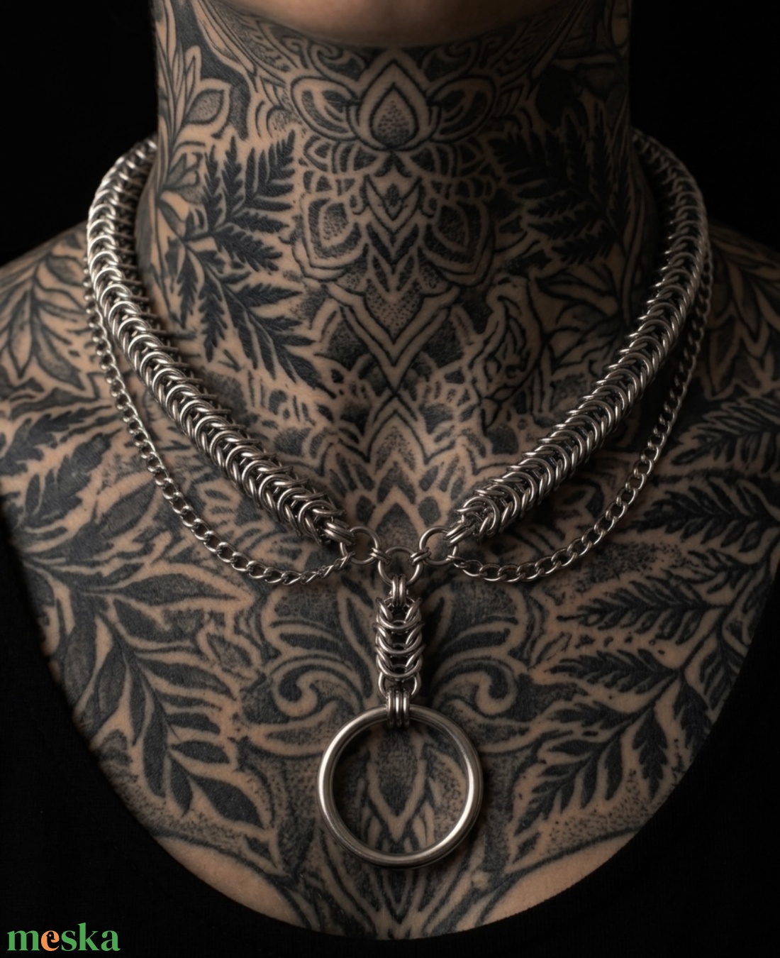 Kézműves Rozsdamentes Acél Chainmail Choker Nyaklánc � Egyedi indusztriális elegancia - ékszer - ékszerszett - Meska.hu