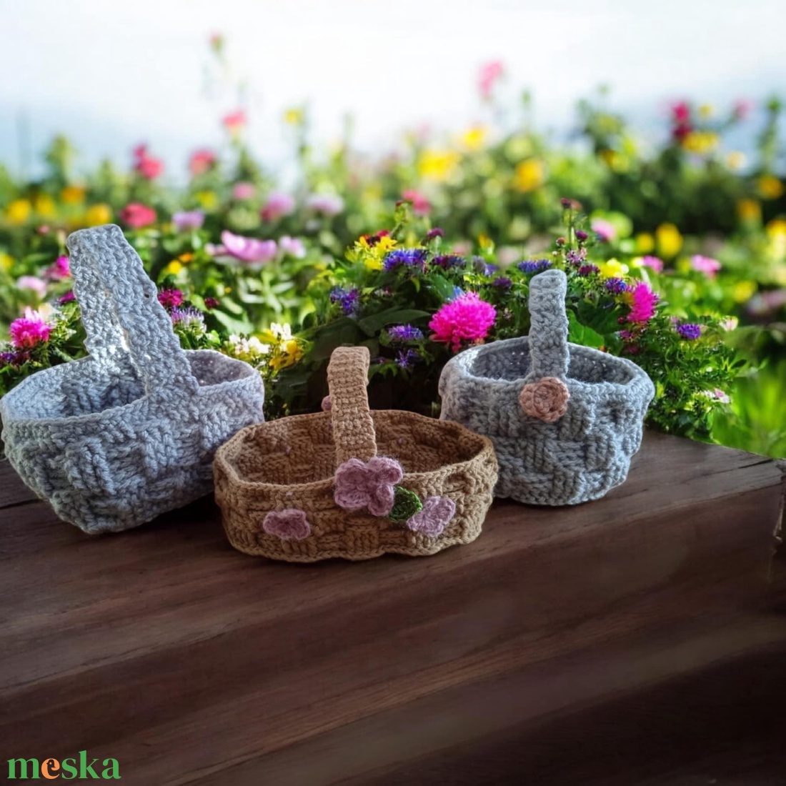 Horgolt nyuszi kosár  - táska & tok - kosár - Meska.hu