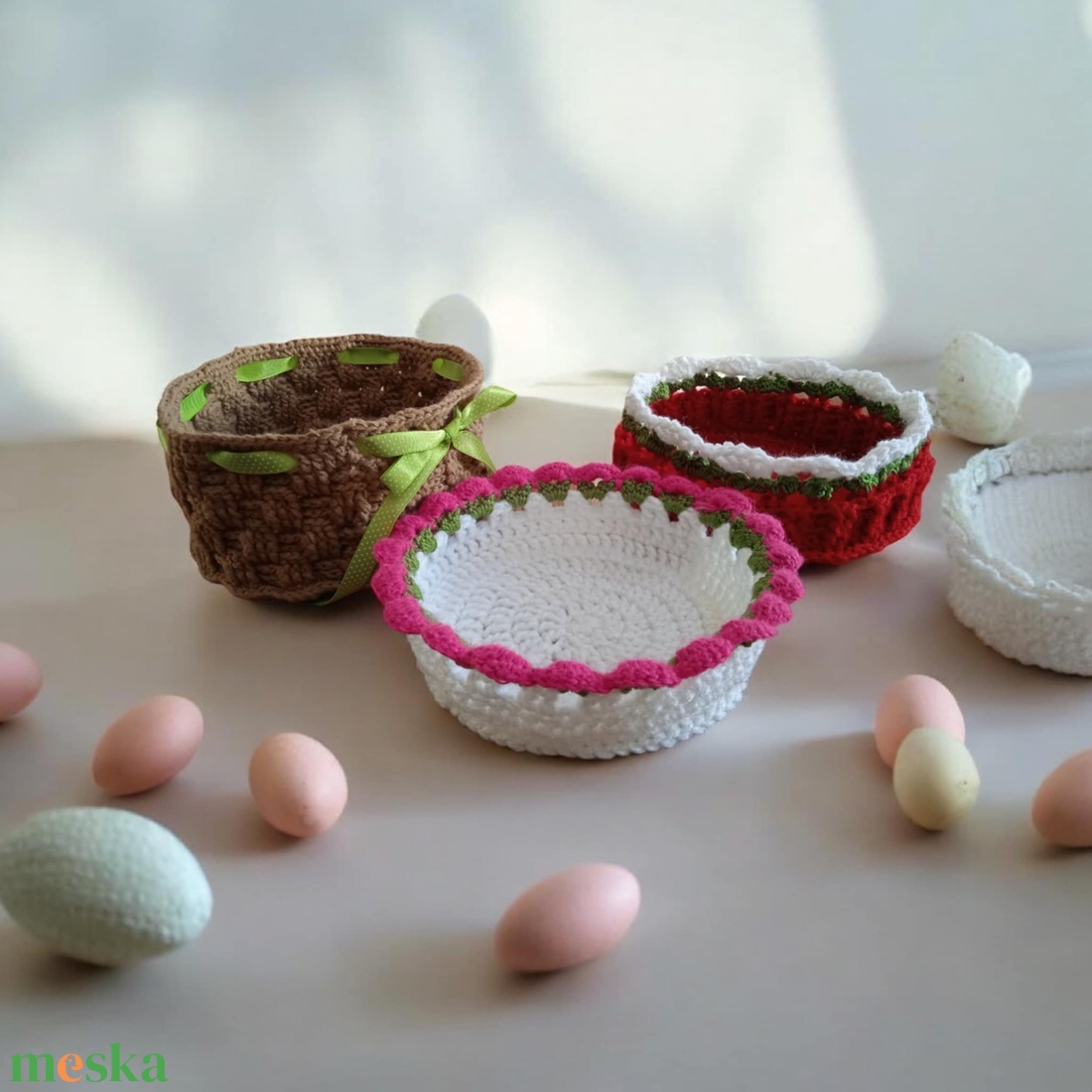 Horgolt nyuszi kosár  - táska & tok - kosár - Meska.hu