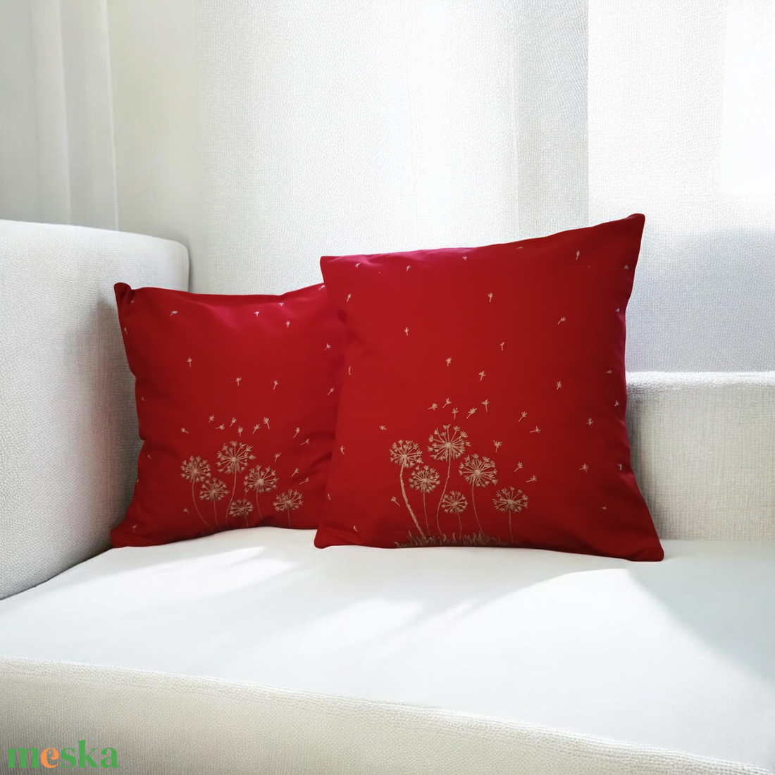 Vad piros díszpárna huzat hímzéssel szettben - otthon & életmód - lakástextil - párna & párnahuzat - díszpárnahuzat - Meska.hu