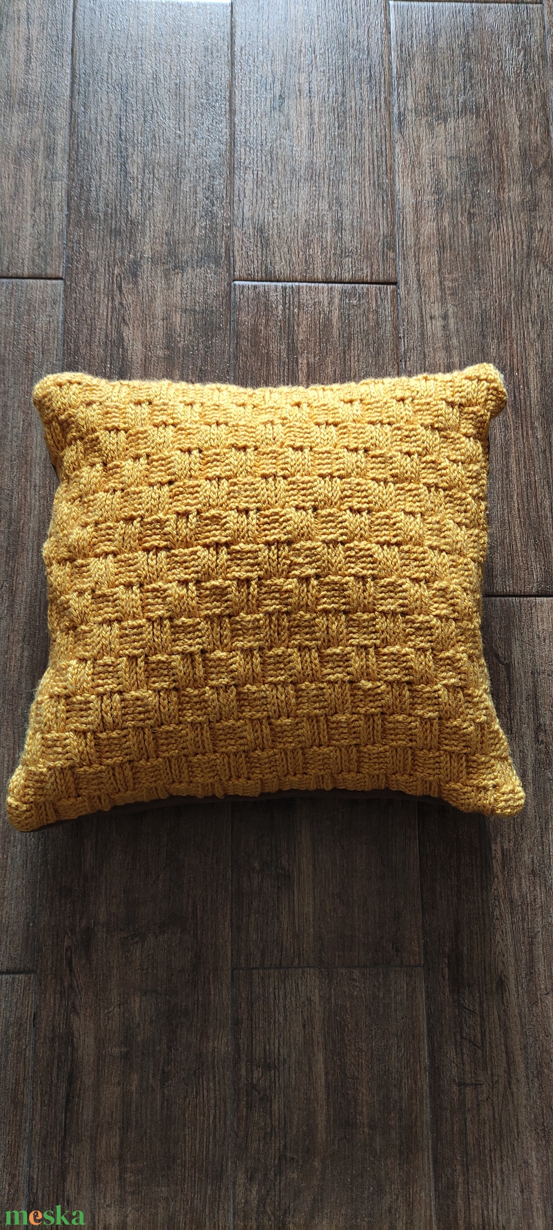 Kézzel horgolt díszpárna huzat mustársárga színben - otthon & életmód - lakástextil - párna & párnahuzat - díszpárnahuzat - Meska.hu