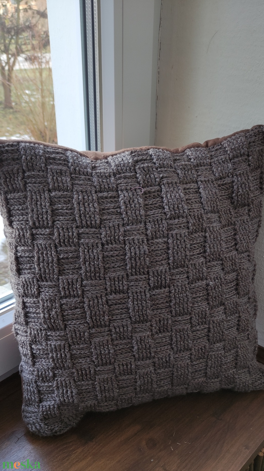 Kézzel horgolt díszpárna huzat barna színben - otthon & életmód - lakástextil - párna & párnahuzat - díszpárnahuzat - Meska.hu