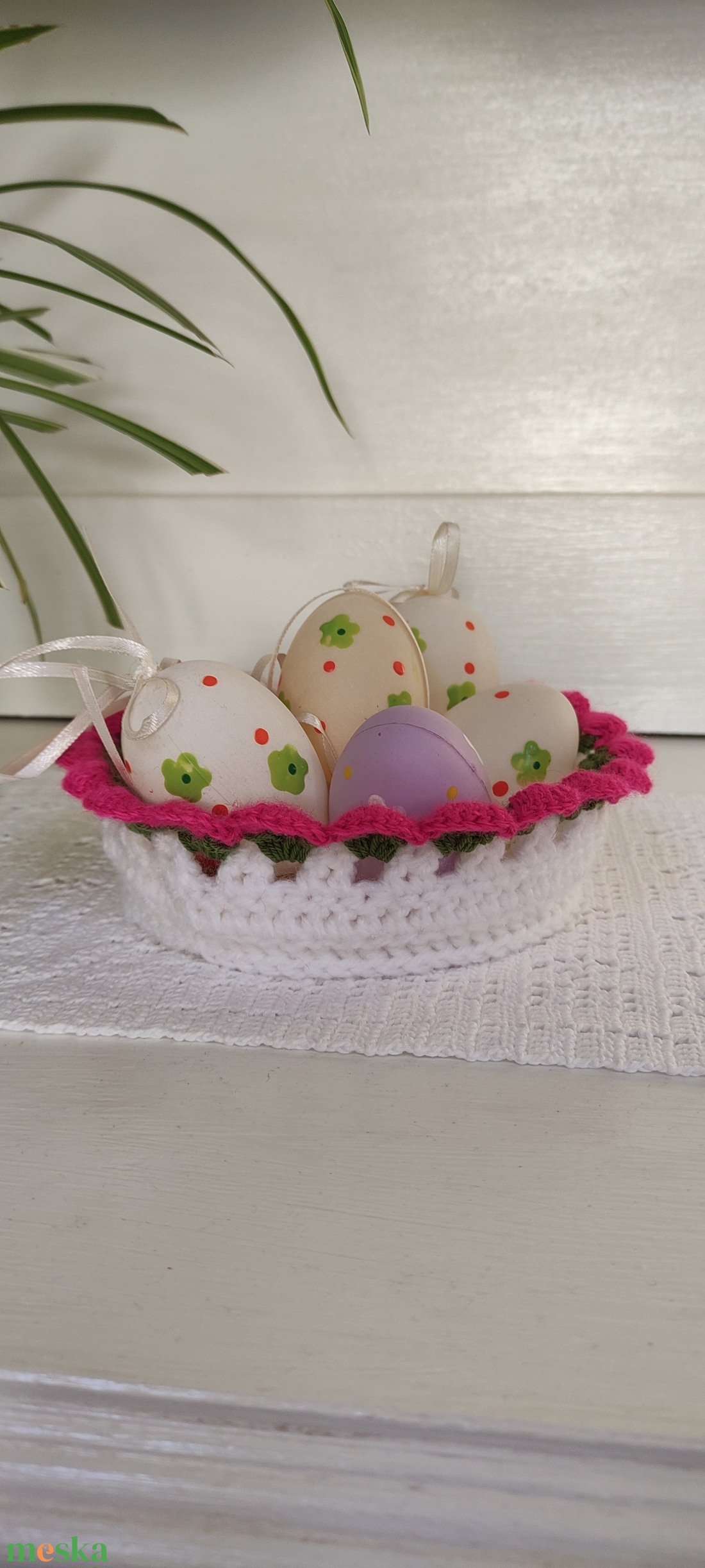 Horgolt nyuszi kosár  - ünnepi díszek, dekorációk - húsvéti díszek és dekorációk - húsvéti kosár - Meska.hu