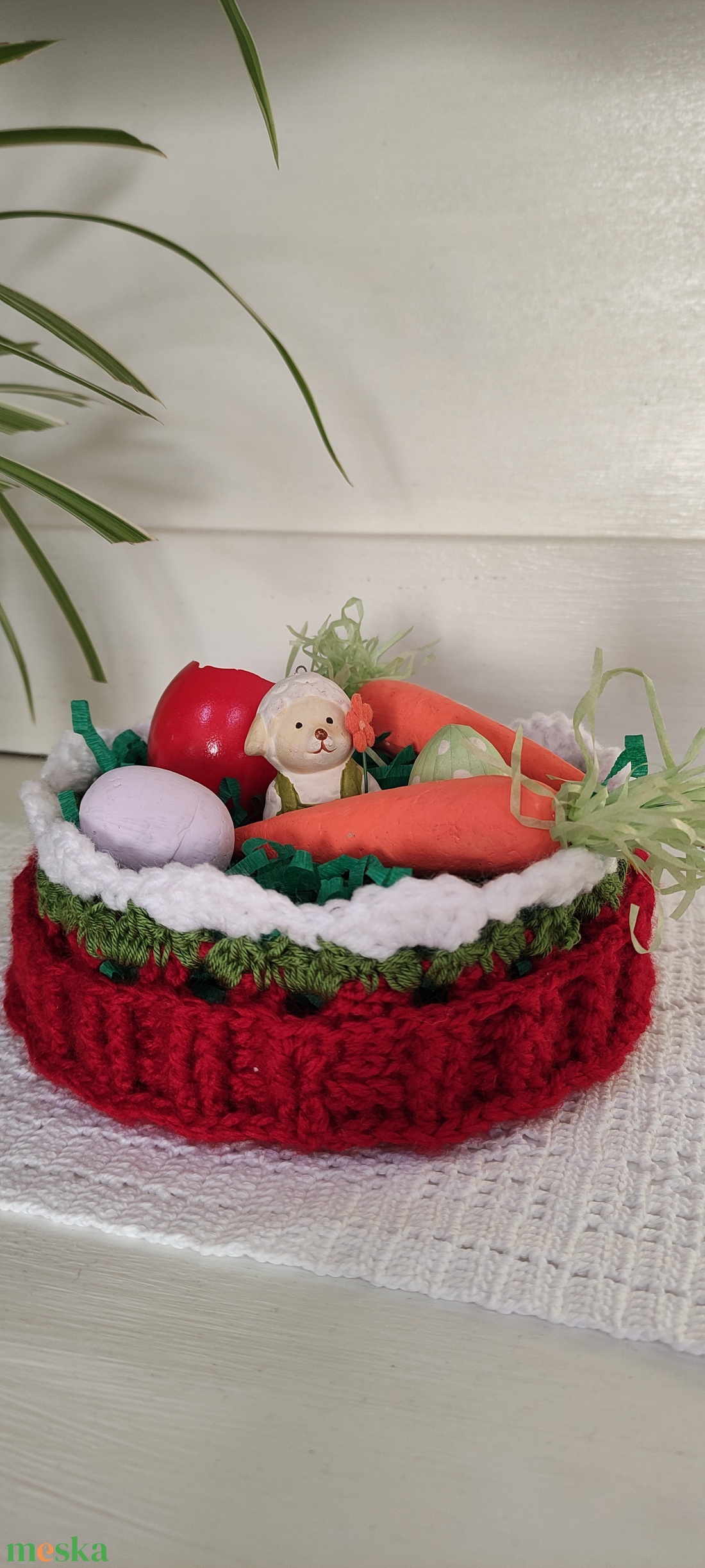 Horgolt nyuszi kosár  - ünnepi díszek, dekorációk - húsvéti díszek és dekorációk - húsvéti kosár - Meska.hu