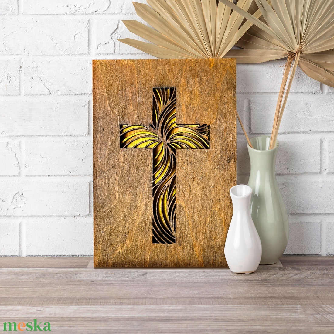 Natúr fali Kereszt, Rétegelt 3D falidísz,  - otthon & életmód - dekoráció - kép & falikép - 3d képek - Meska.hu