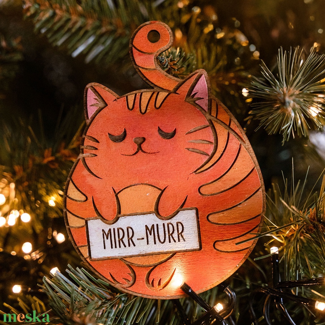 Macskás fadísz, Macskás Karácsonyfadísz Névre szóló Karácsonyfadísz, egyedi karácsonyi dekoráció - karácsony - karácsonyi lakásdekoráció - karácsonyfadíszek - Meska.hu