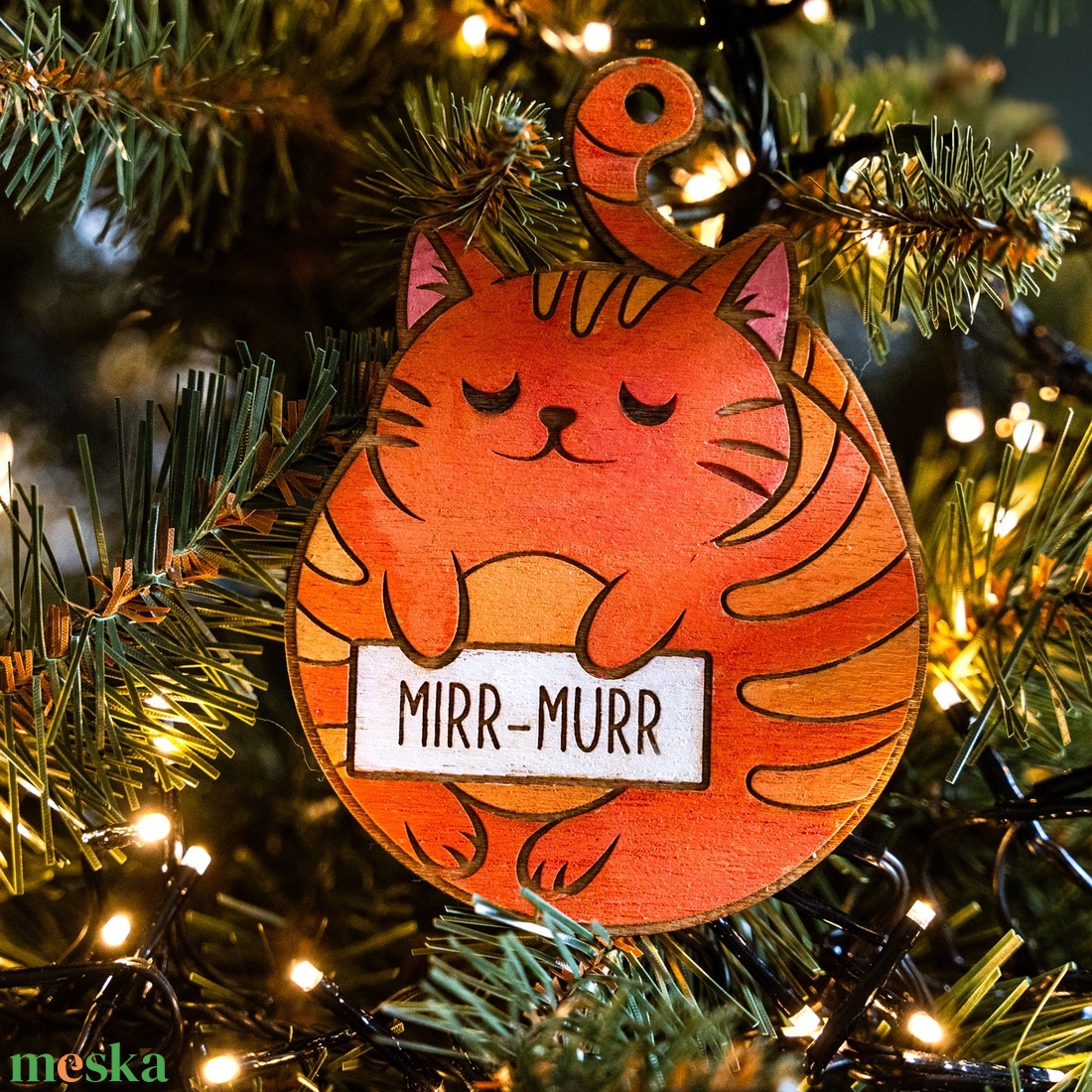 Macskás fadísz, Macskás Karácsonyfadísz Névre szóló Karácsonyfadísz, egyedi karácsonyi dekoráció - karácsony - karácsonyi lakásdekoráció - karácsonyfadíszek - Meska.hu