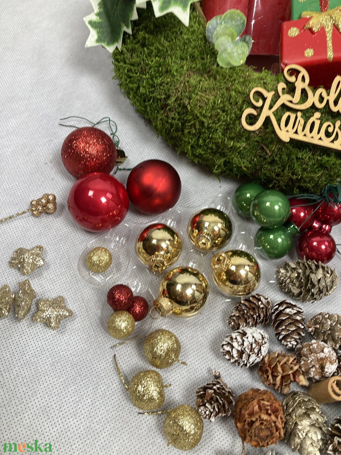 87 darabos, mohaalapra tervezett DIY adventi koszorú szett  - diy (csináld magad) - egységcsomag - Meska.hu