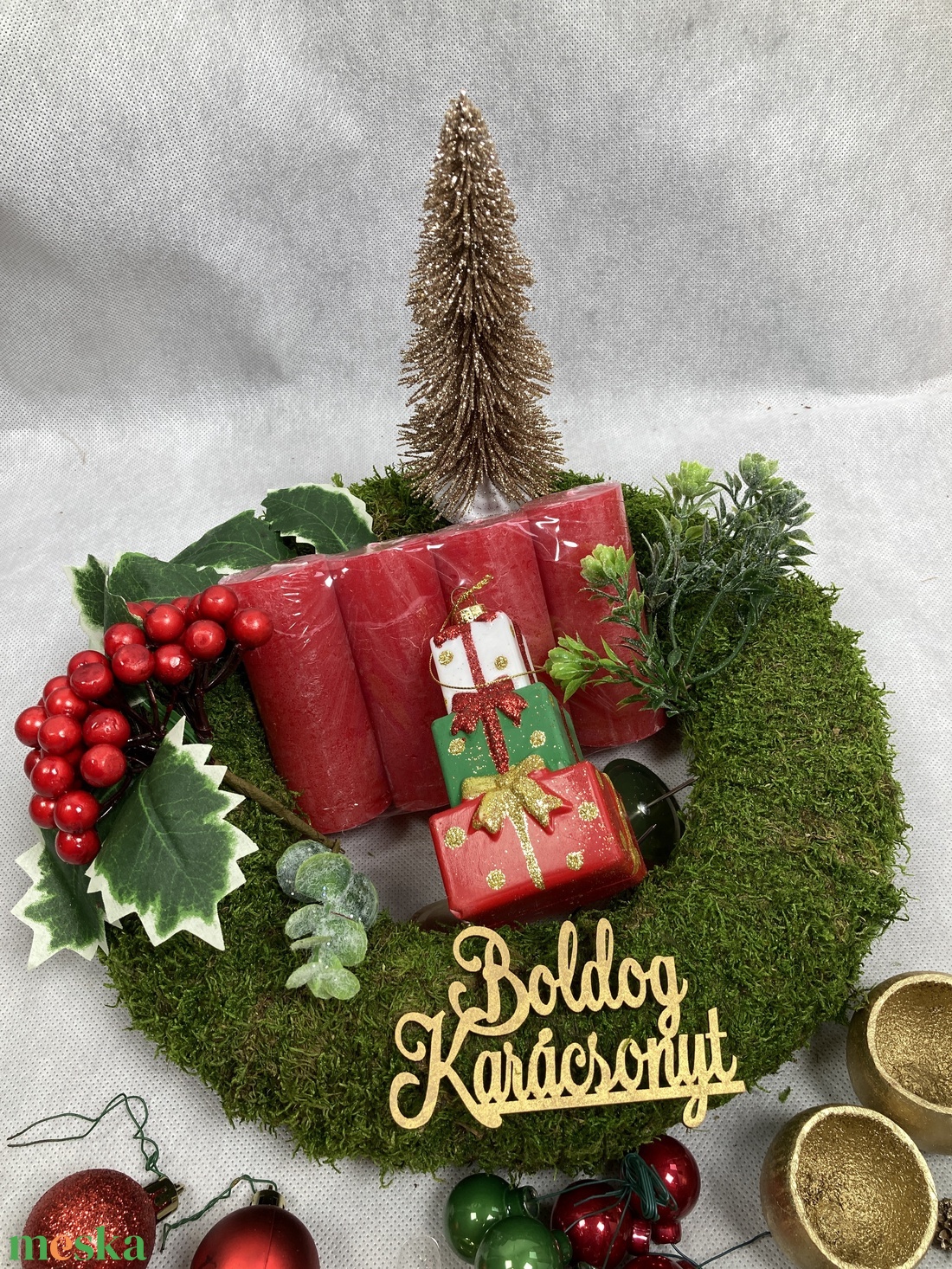 87 darabos, mohaalapra tervezett DIY adventi koszorú szett  - diy (csináld magad) - egységcsomag - Meska.hu