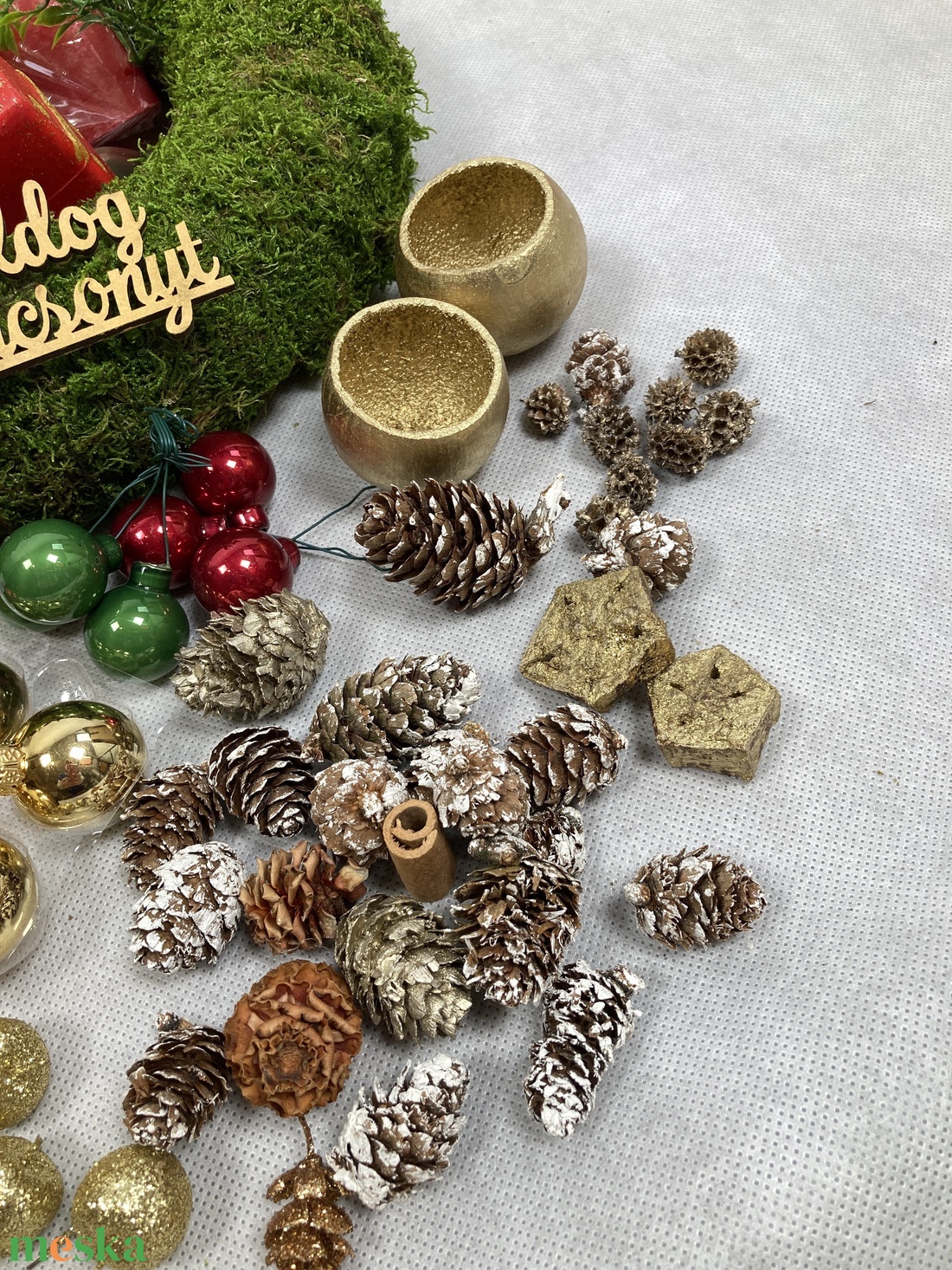 87 darabos, mohaalapra tervezett DIY adventi koszorú szett  - diy (csináld magad) - egységcsomag - Meska.hu