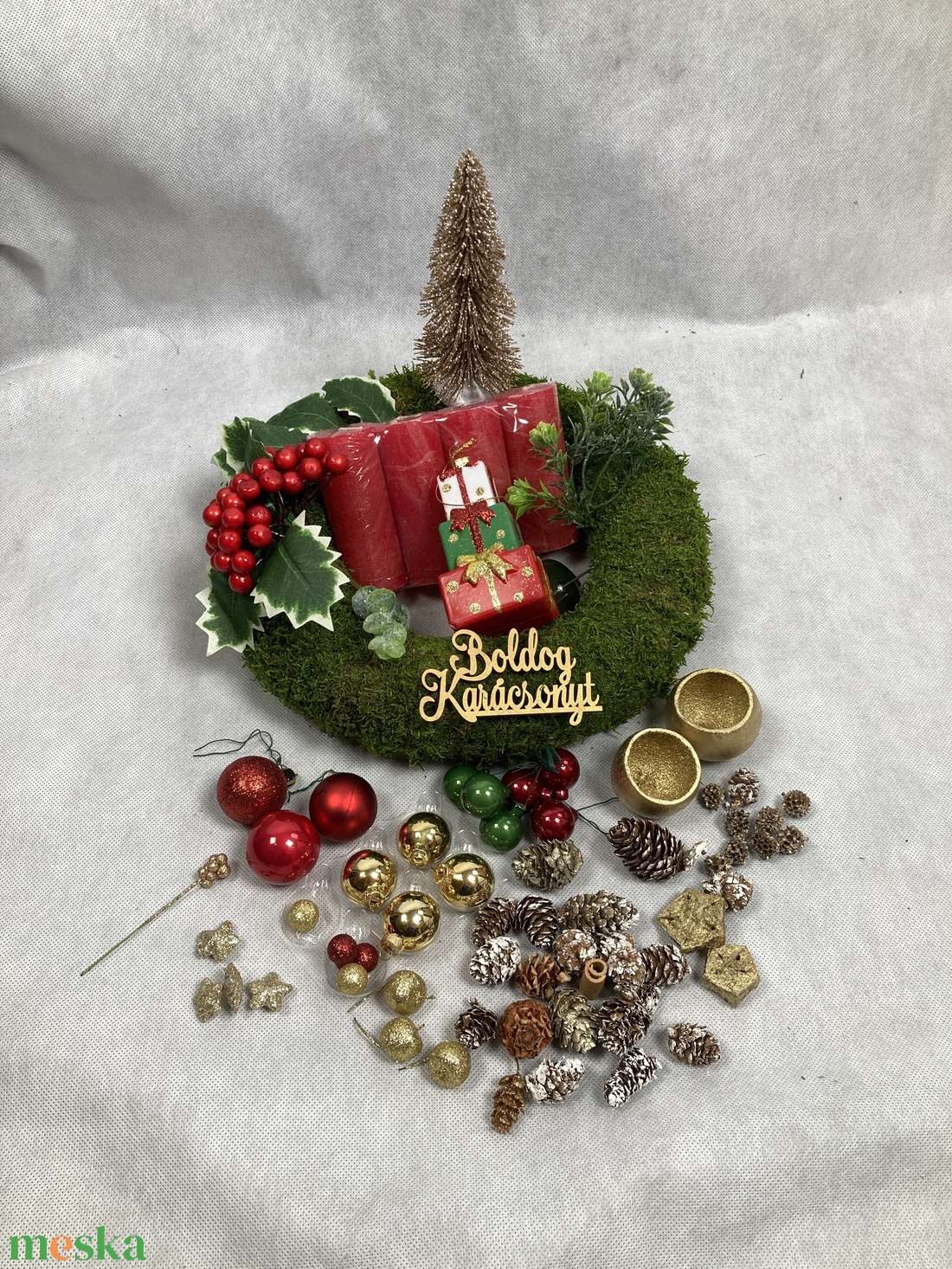 87 darabos, mohaalapra tervezett DIY adventi koszorú szett  - diy (csináld magad) - egységcsomag - Meska.hu