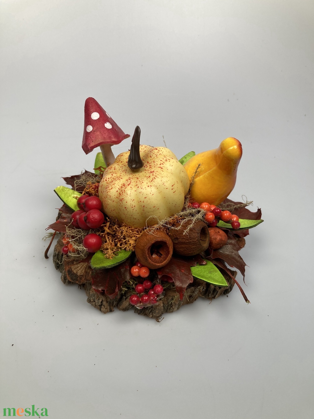 20 db-os faszeletre készült, két tökös, őszi tartós minidísz szett sok terméssel és kellékkel   - otthon & életmód - dekoráció - asztal és polc dekoráció - asztaldísz - Meska.hu